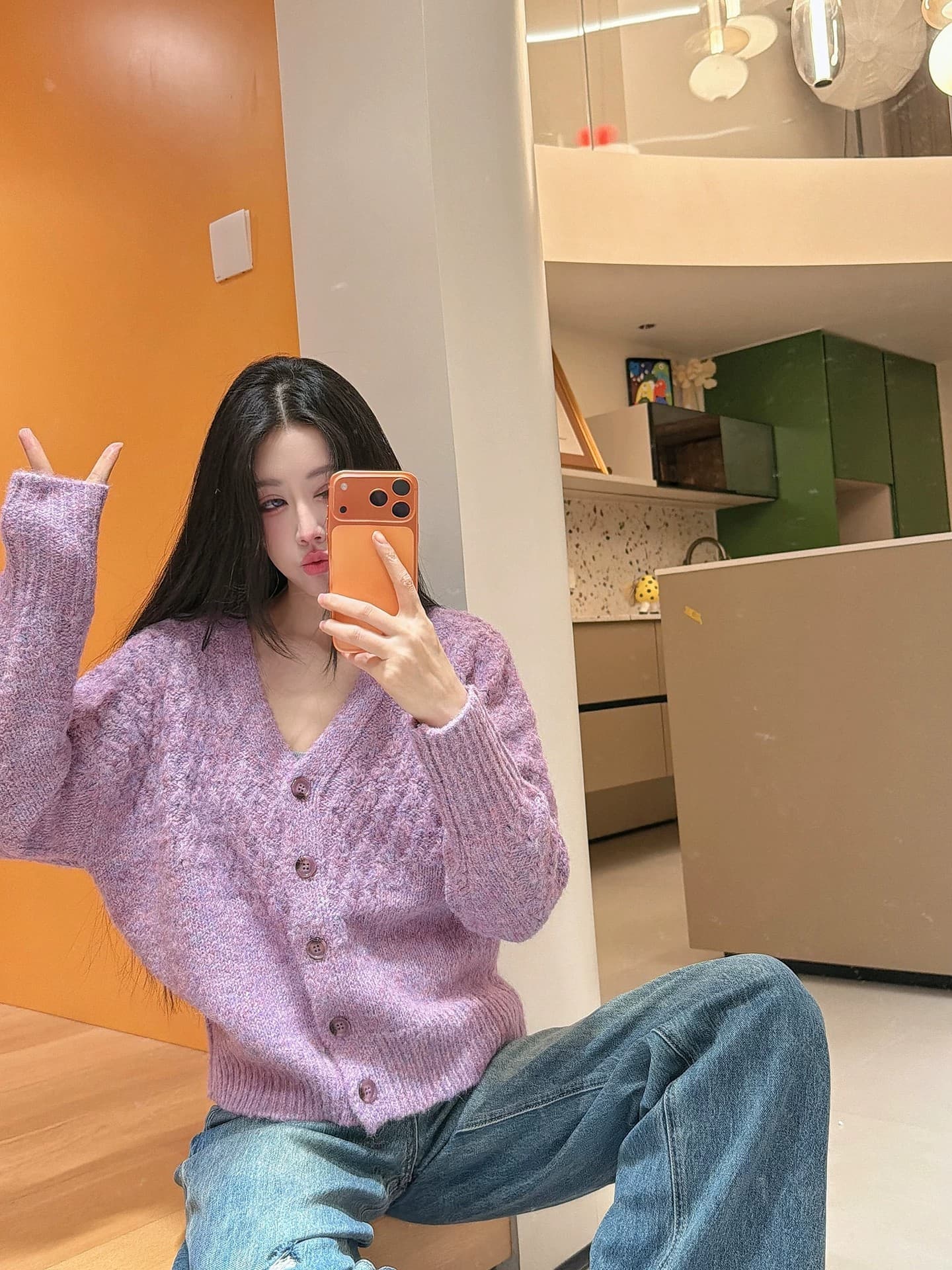 V넥 느긋한 바람 긴팔 부드러운 찹쌀 스웨터 니트 오픈 가디건 여성 가을 겨울 한 부서 캐주얼 루즈핏 슬림해 보이는 외부 가져 가라. 재킷 이미지 4