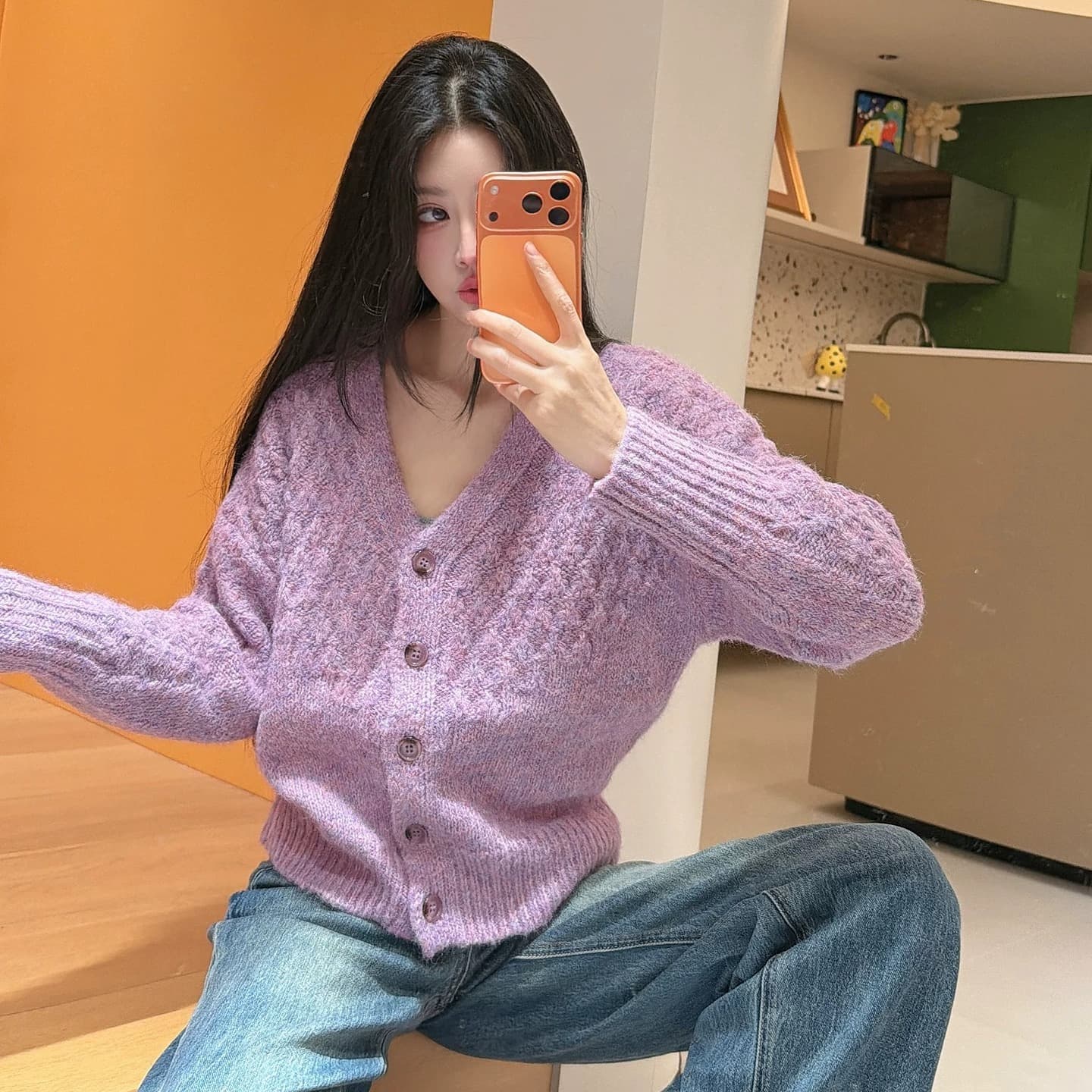 V넥 느긋한 바람 긴팔 부드러운 찹쌀 스웨터 니트 오픈 가디건 여성 가을 겨울 한 부서 캐주얼 루즈핏 슬림해 보이는 외부 가져 가라. 재킷 이미지 6