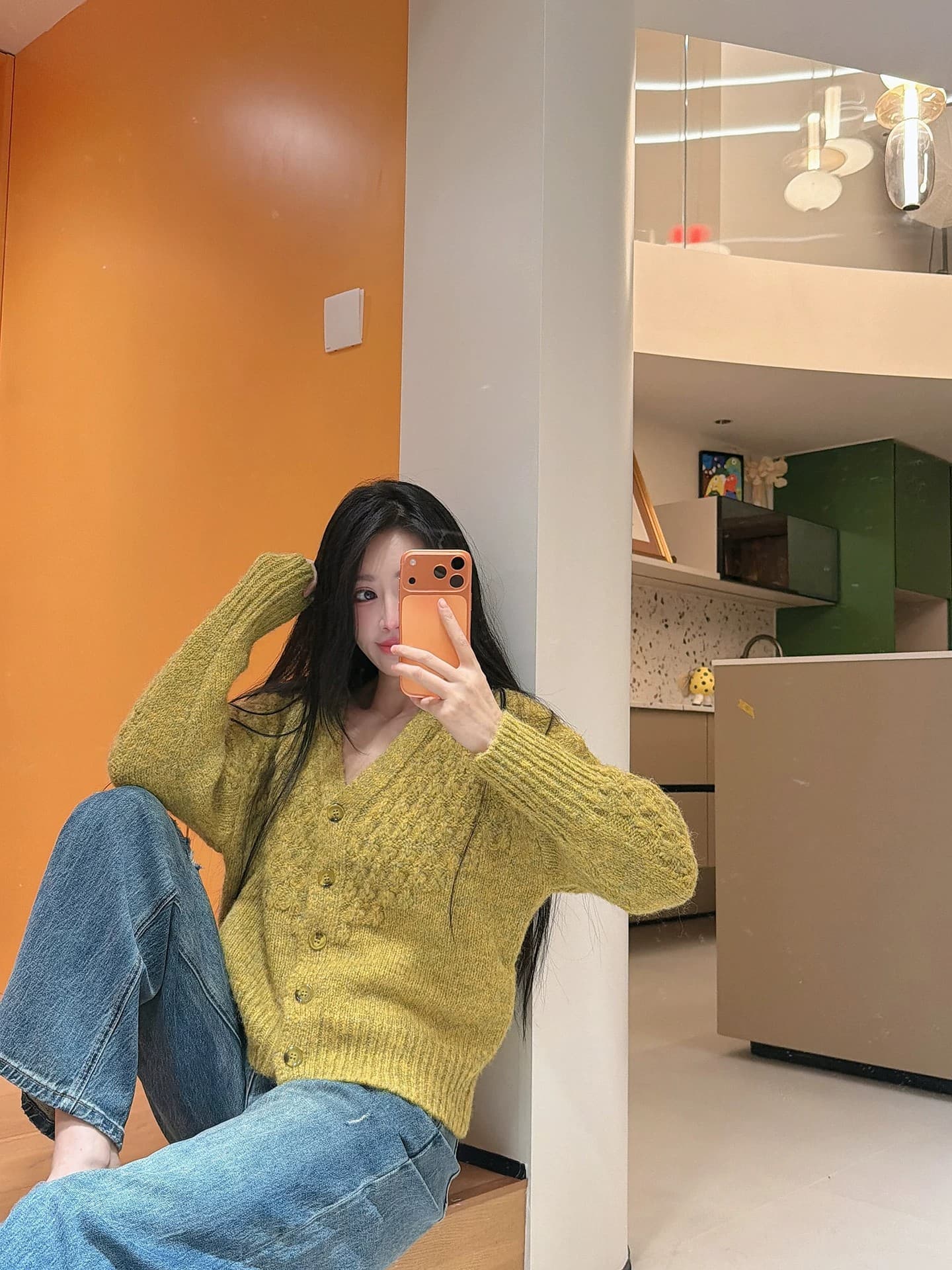 V넥 느긋한 바람 긴팔 부드러운 찹쌀 스웨터 니트 오픈 가디건 여성 가을 겨울 한 부서 캐주얼 루즈핏 슬림해 보이는 외부 가져 가라. 재킷 상세 이미지 7