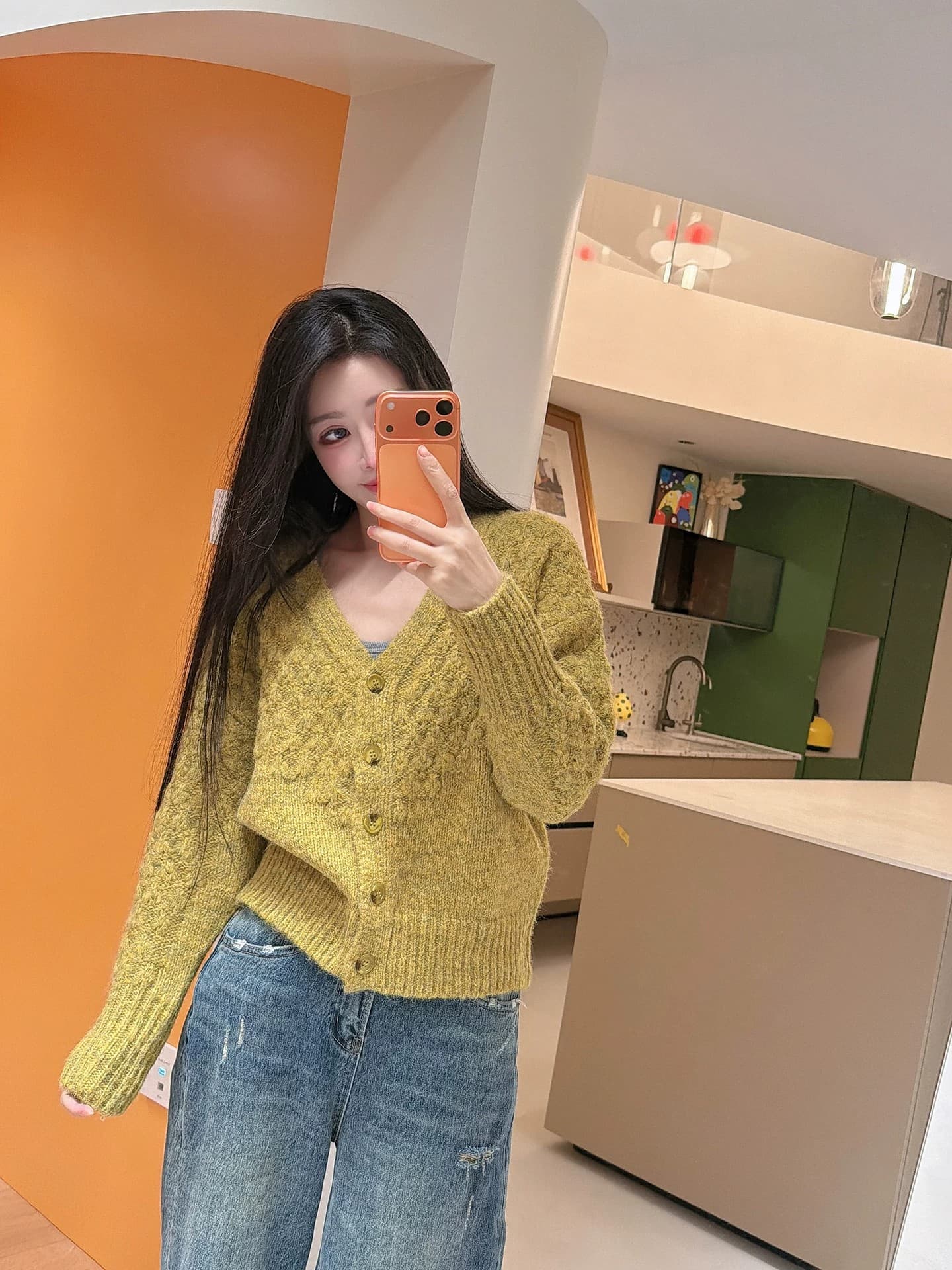 V넥 느긋한 바람 긴팔 부드러운 찹쌀 스웨터 니트 오픈 가디건 여성 가을 겨울 한 부서 캐주얼 루즈핏 슬림해 보이는 외부 가져 가라. 재킷 상세 이미지 11