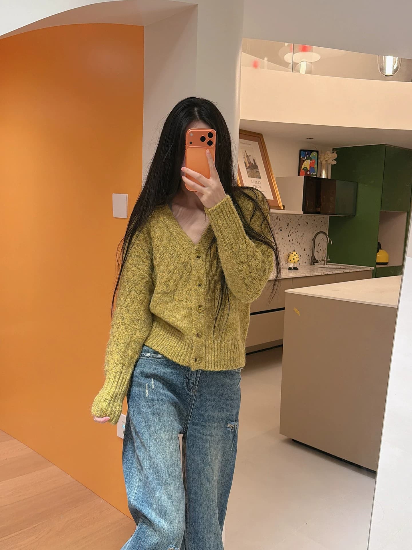 V넥 느긋한 바람 긴팔 부드러운 찹쌀 스웨터 니트 오픈 가디건 여성 가을 겨울 한 부서 캐주얼 루즈핏 슬림해 보이는 외부 가져 가라. 재킷 상세 이미지 13