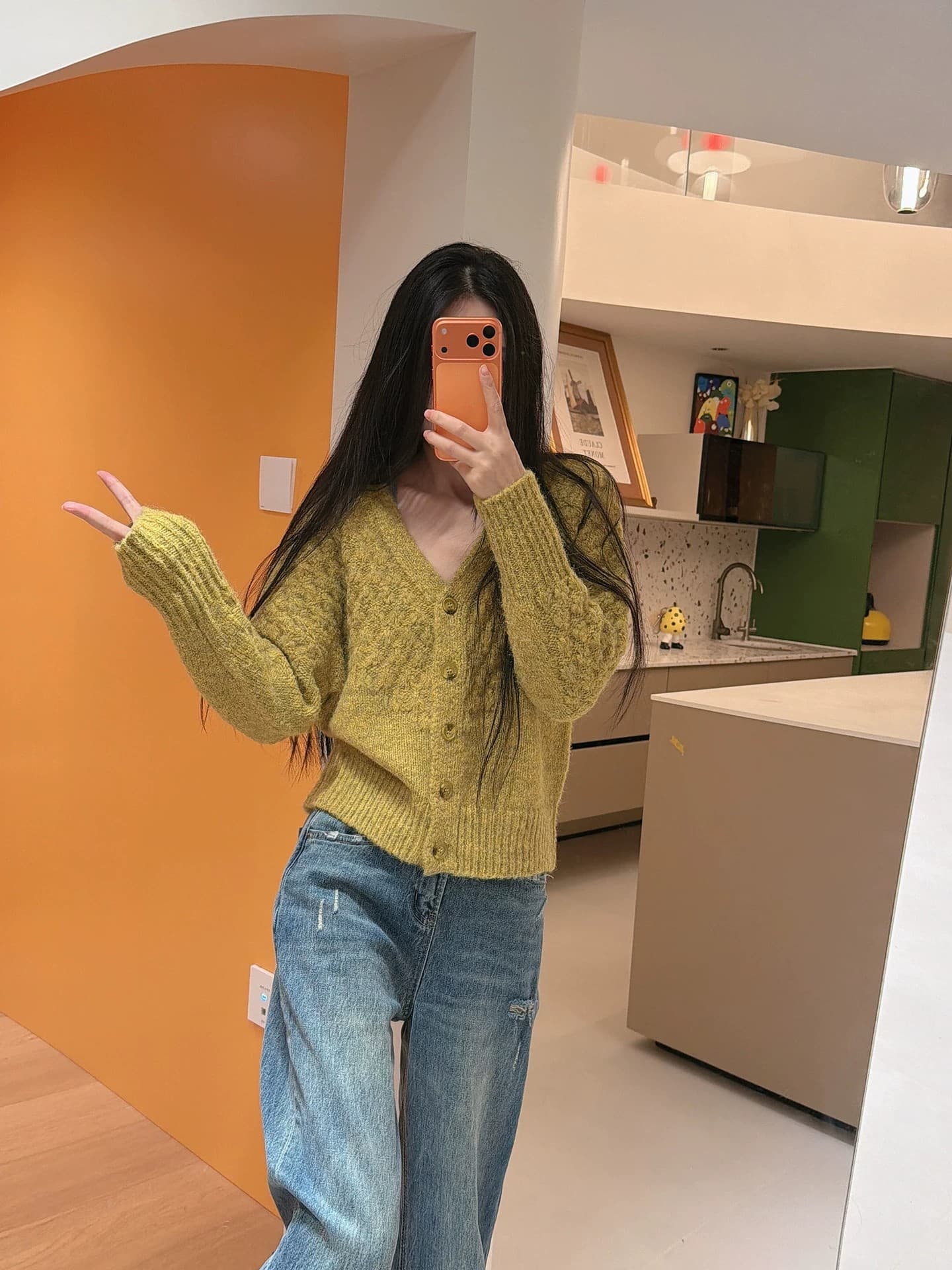 V넥 느긋한 바람 긴팔 부드러운 찹쌀 스웨터 니트 오픈 가디건 여성 가을 겨울 한 부서 캐주얼 루즈핏 슬림해 보이는 외부 가져 가라. 재킷 상세 이미지 14