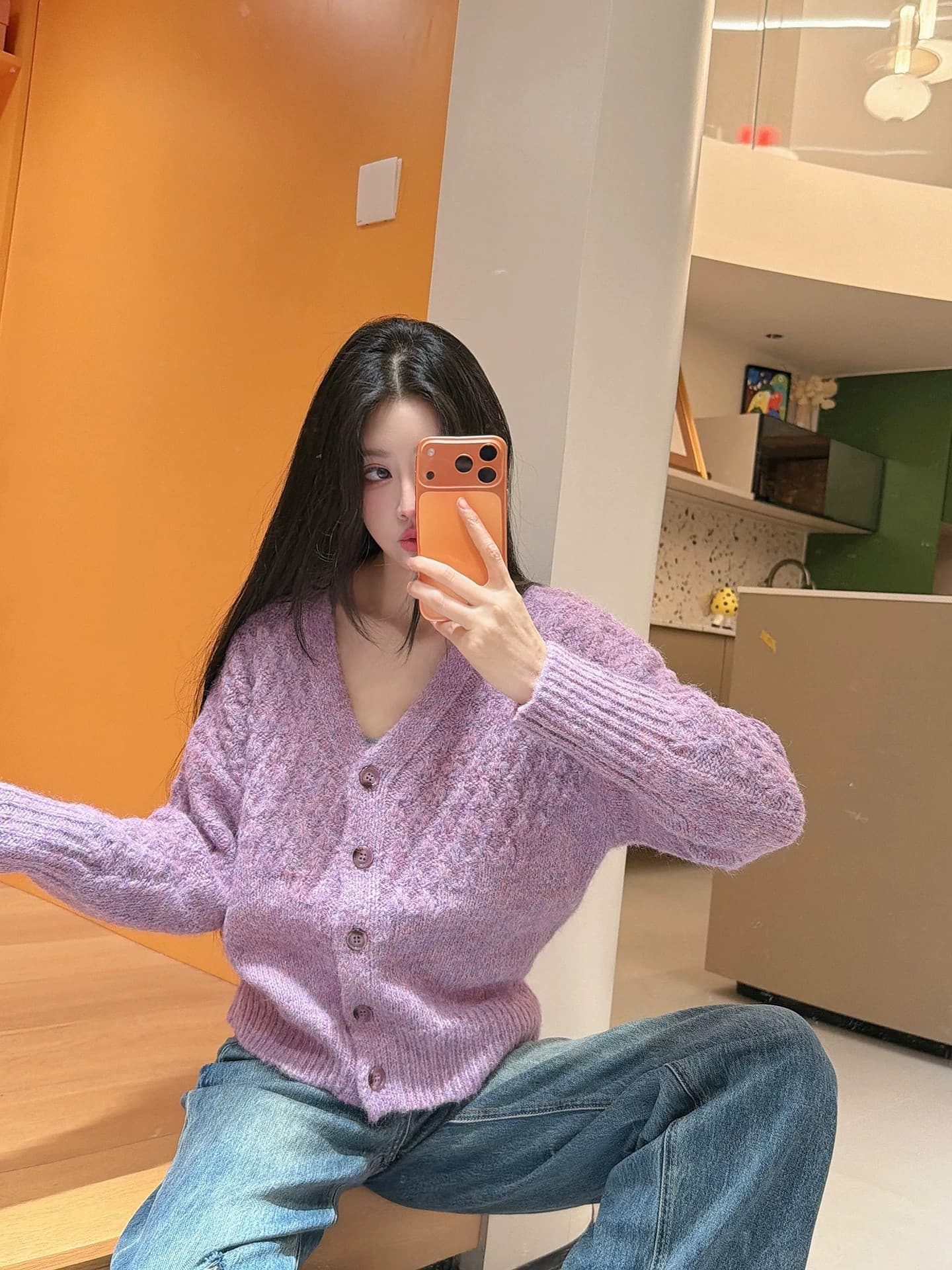 V넥 느긋한 바람 긴팔 부드러운 찹쌀 스웨터 니트 오픈 가디건 여성 가을 겨울 한 부서 캐주얼 루즈핏 슬림해 보이는 외부 가져 가라. 재킷 상세 이미지 17