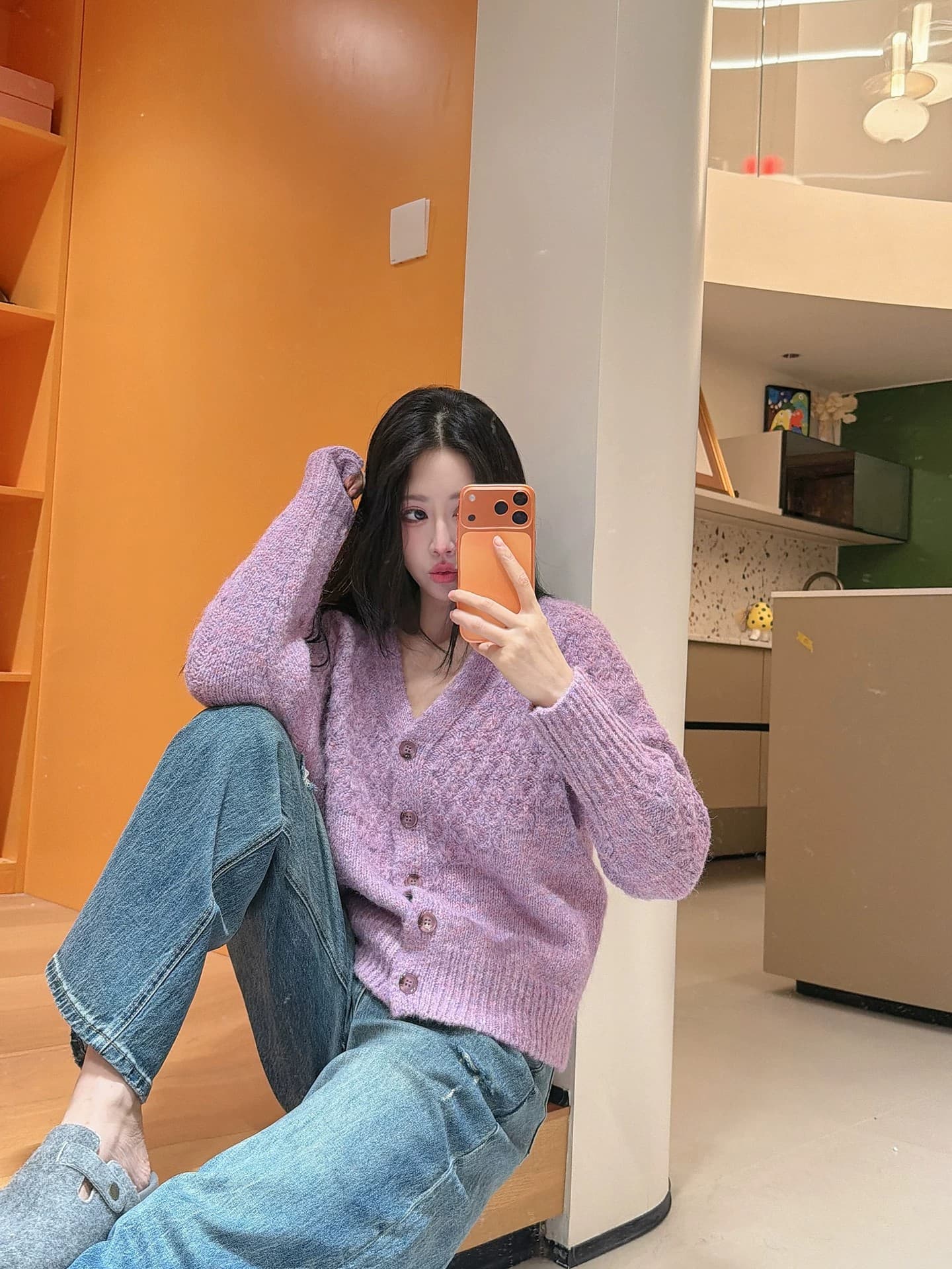 V넥 느긋한 바람 긴팔 부드러운 찹쌀 스웨터 니트 오픈 가디건 여성 가을 겨울 한 부서 캐주얼 루즈핏 슬림해 보이는 외부 가져 가라. 재킷 상세 이미지 18
