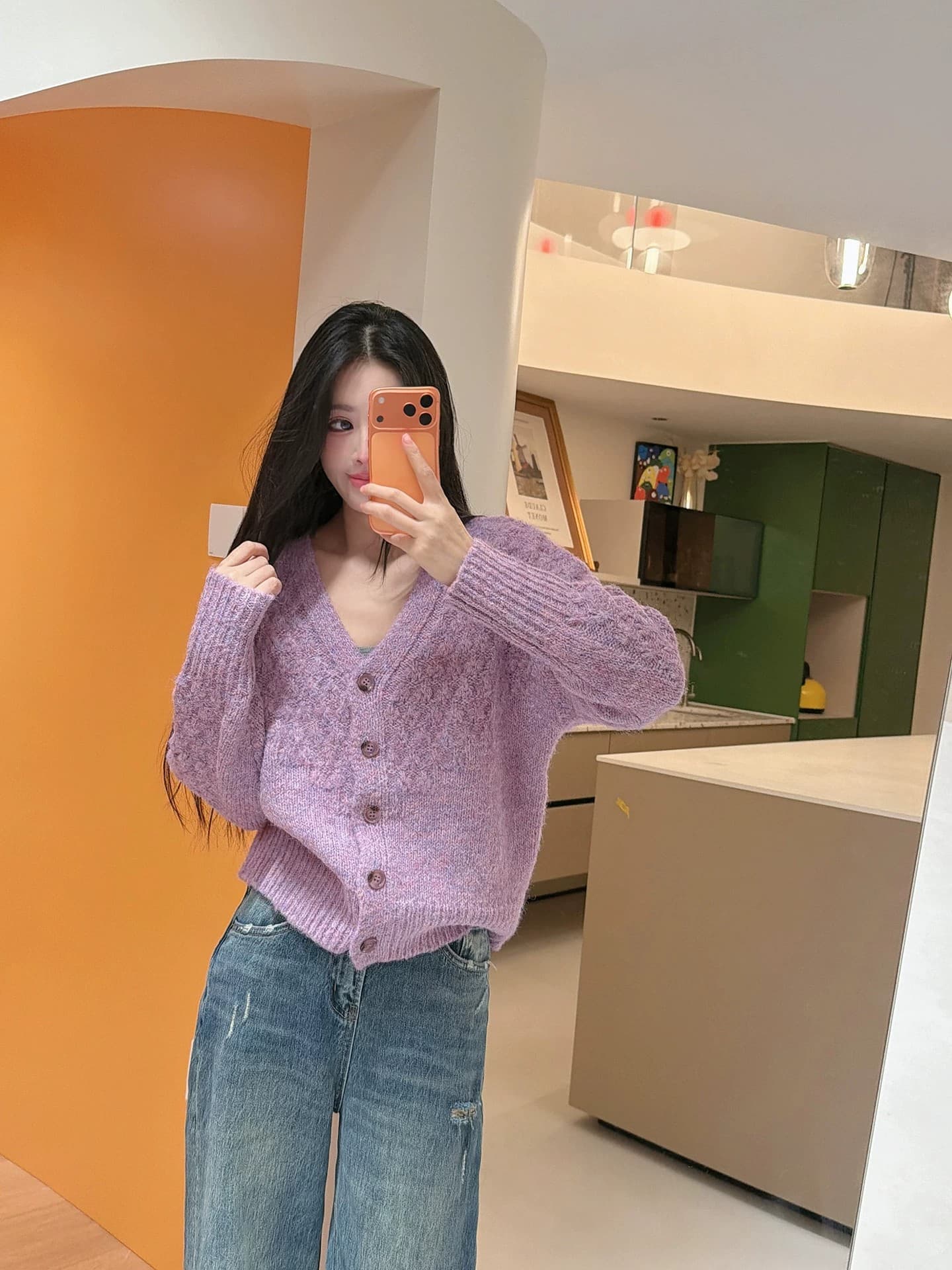 V넥 느긋한 바람 긴팔 부드러운 찹쌀 스웨터 니트 오픈 가디건 여성 가을 겨울 한 부서 캐주얼 루즈핏 슬림해 보이는 외부 가져 가라. 재킷 상세 이미지 19