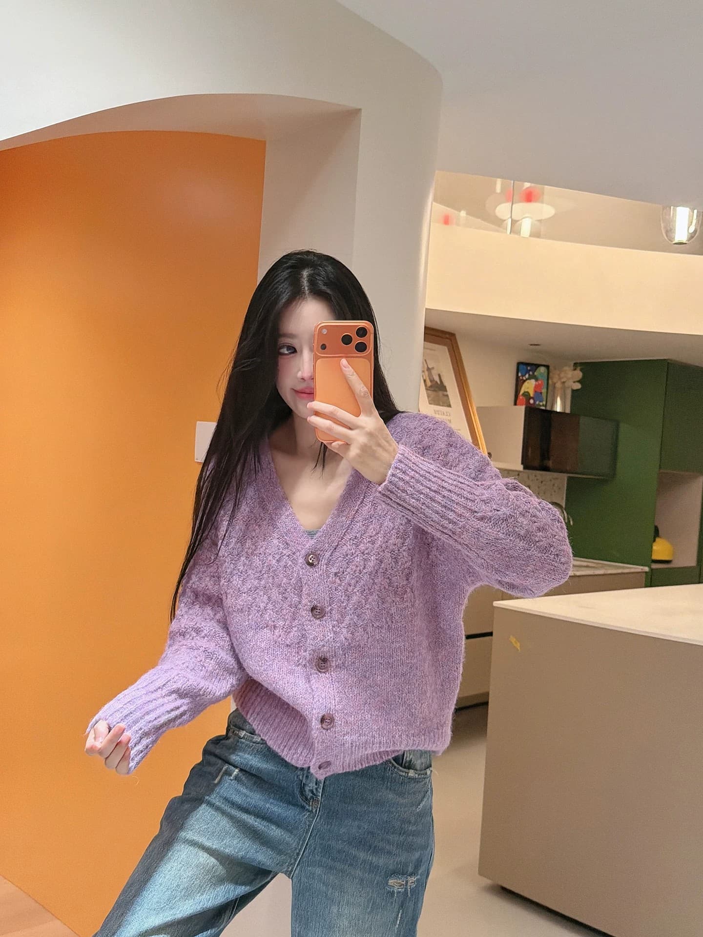 V넥 느긋한 바람 긴팔 부드러운 찹쌀 스웨터 니트 오픈 가디건 여성 가을 겨울 한 부서 캐주얼 루즈핏 슬림해 보이는 외부 가져 가라. 재킷 상세 이미지 20
