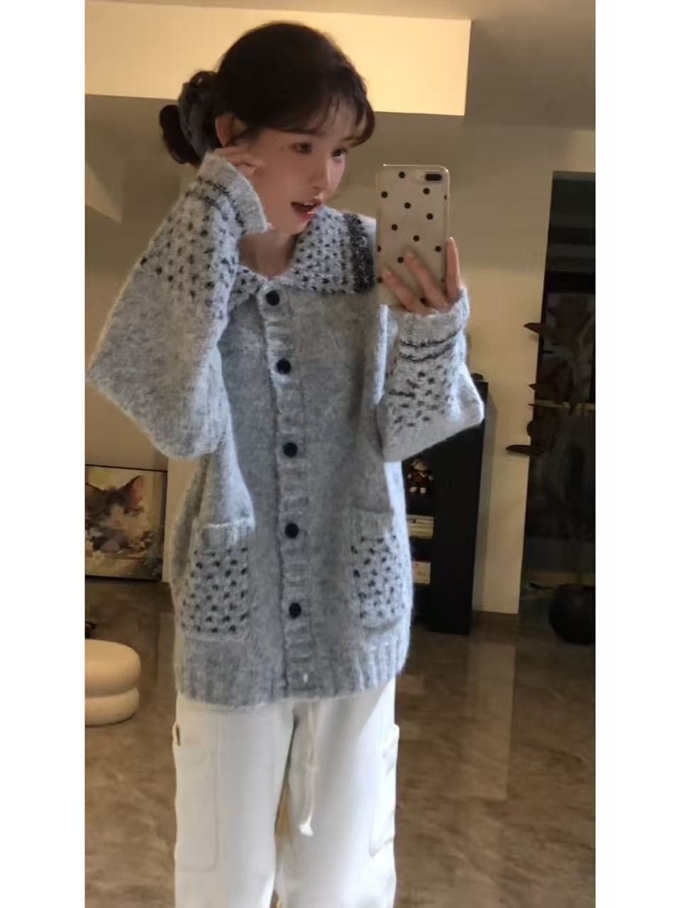 한 부서 레트로 학원 스타일 니트 오픈 가디건 스웨터 코트 여성 의류