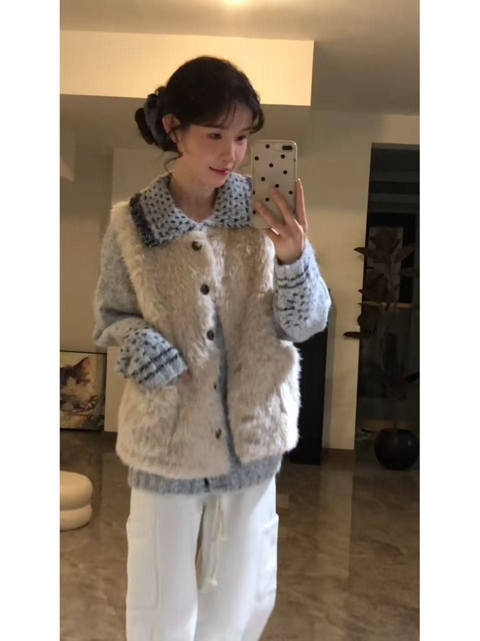 한 부서 레트로 학원 스타일 니트 오픈 가디건 스웨터 코트 여성 의류 상세 이미지 3