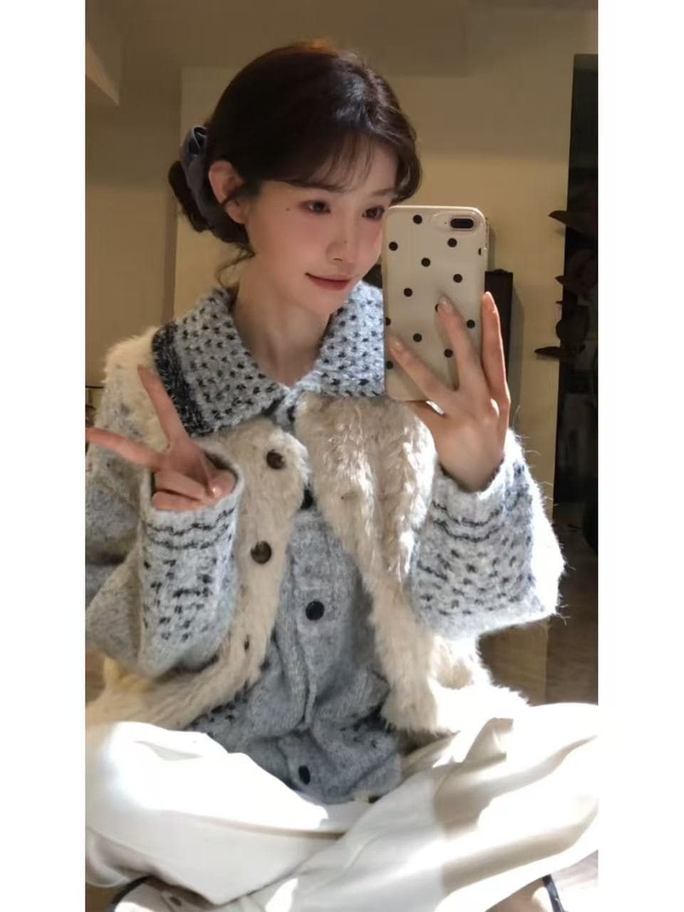 한 부서 레트로 학원 스타일 니트 오픈 가디건 스웨터 코트 여성 의류 상세 이미지 4