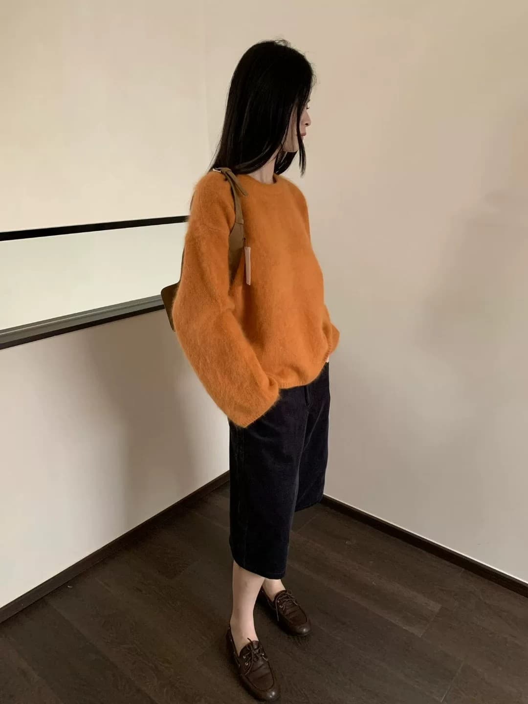 정통 분위기 털 센스 토끼 울 풀오버 한국 겨울 두꺼운 라운드 넥 루즈핏 니트 스웨터 상세 이미지 3