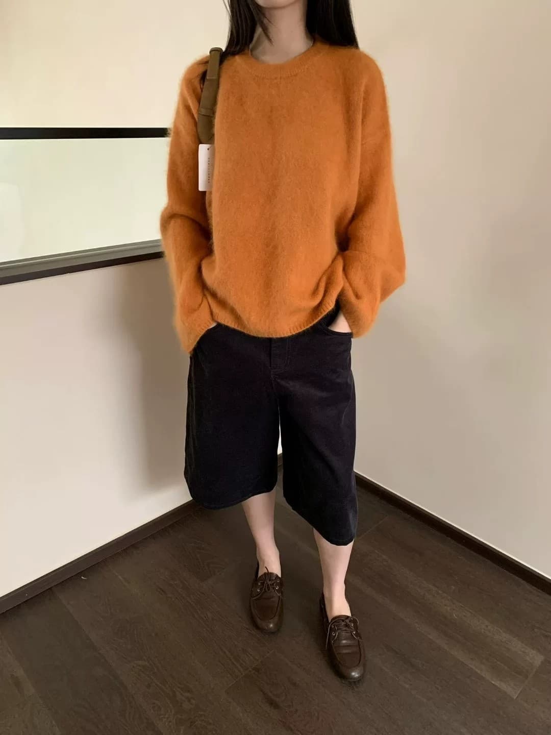 정통 분위기 털 센스 토끼 울 풀오버 한국 겨울 두꺼운 라운드 넥 루즈핏 니트 스웨터 상세 이미지 5