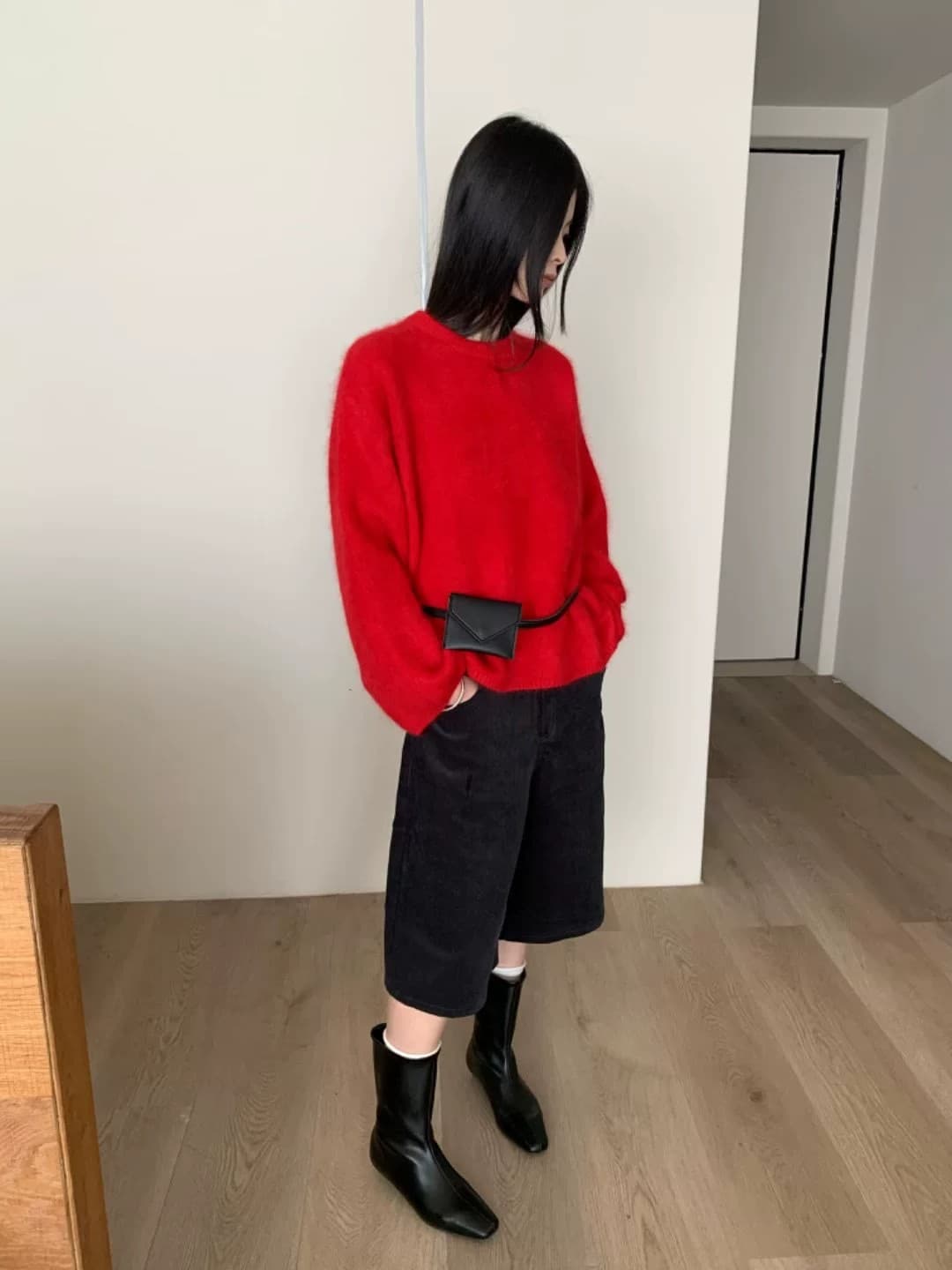 정통 분위기 털 센스 토끼 울 풀오버 한국 겨울 두꺼운 라운드 넥 루즈핏 니트 스웨터 상세 이미지 11