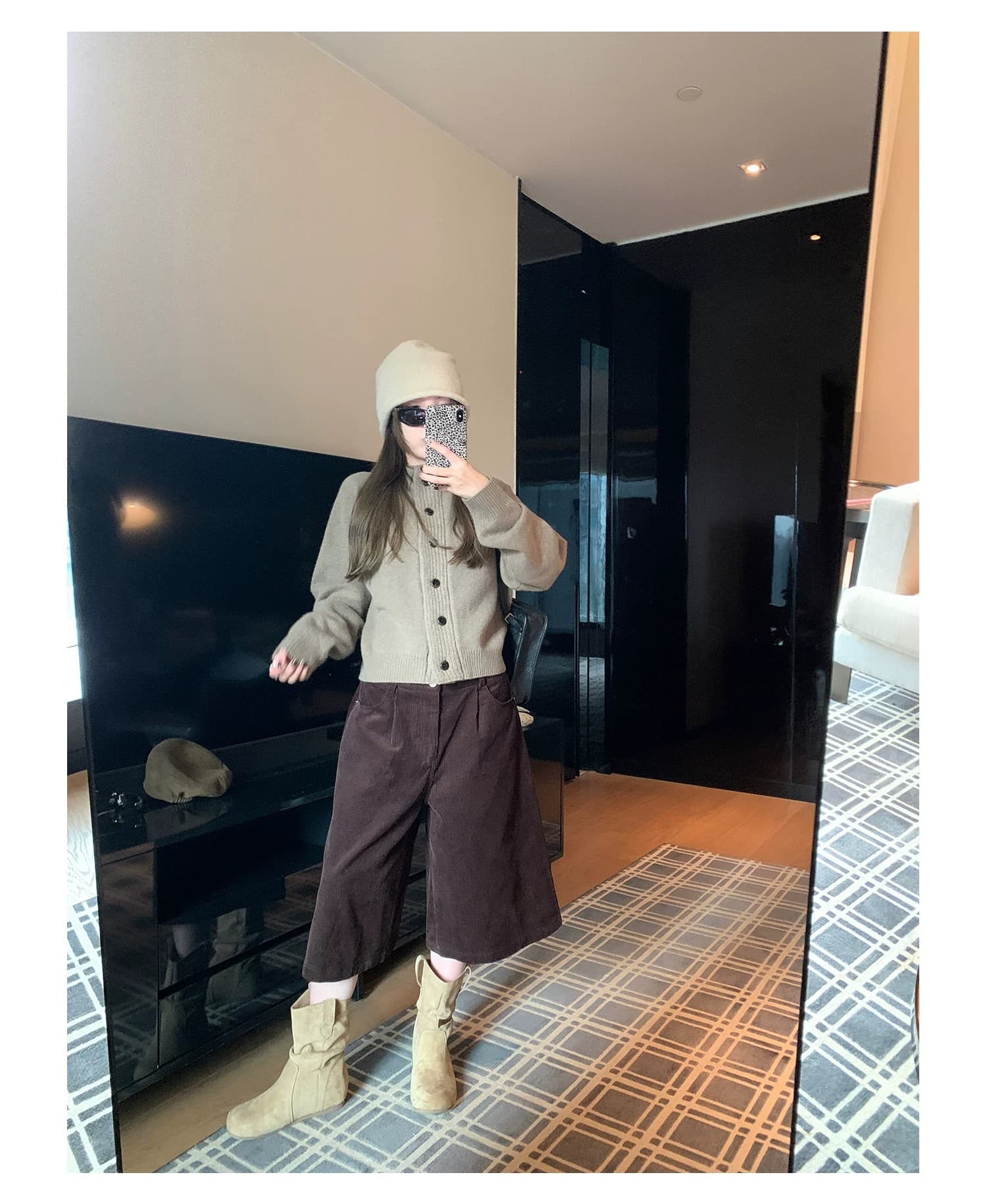 한 부서 스탠드 칼라 니트 스웨터 여성 가을 겨울 새로운 쇼트 스타일 오픈 가디건 스웨터 코트 상세 이미지 1