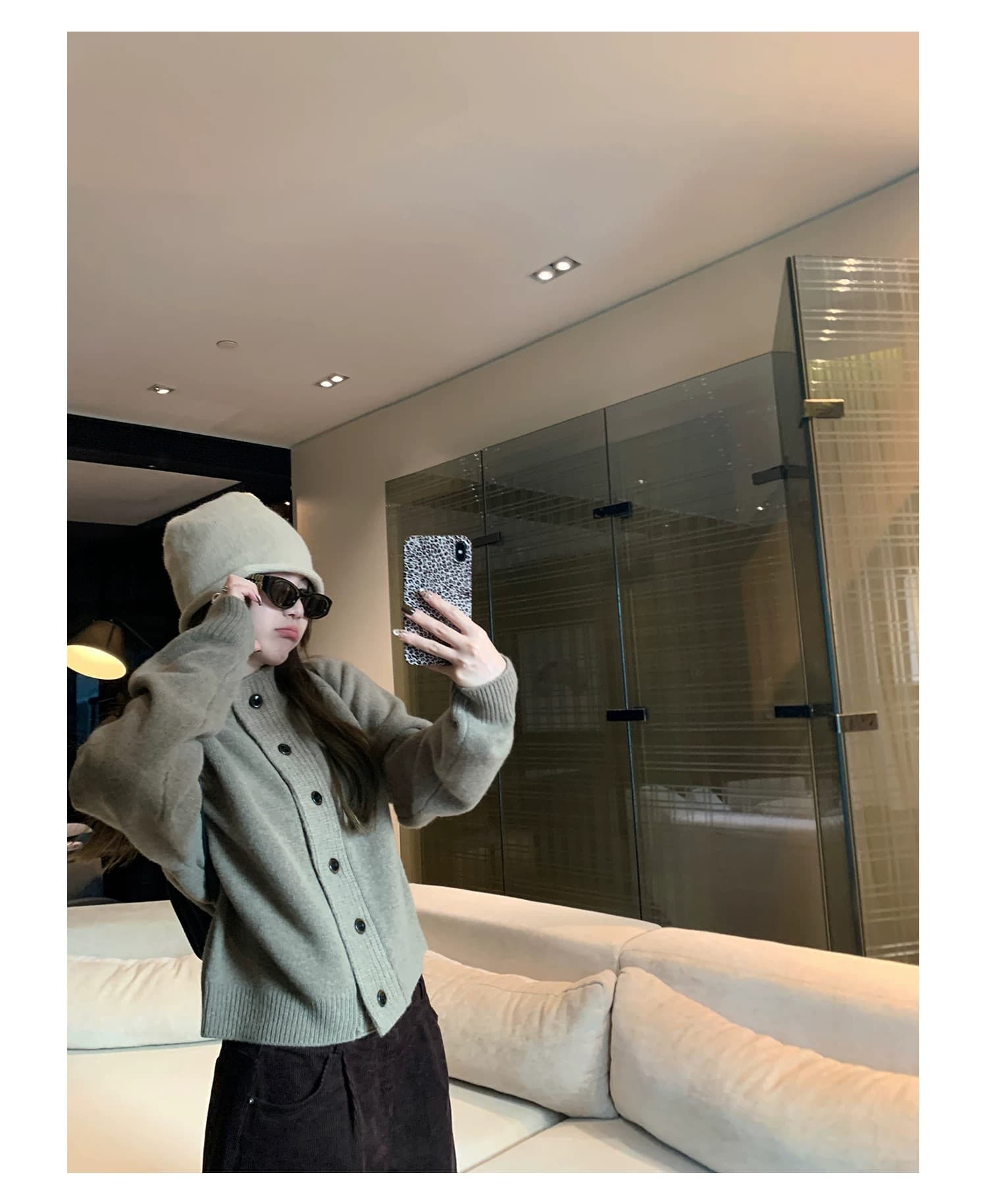 한 부서 스탠드 칼라 니트 스웨터 여성 가을 겨울 새로운 쇼트 스타일 오픈 가디건 스웨터 코트 상세 이미지 19