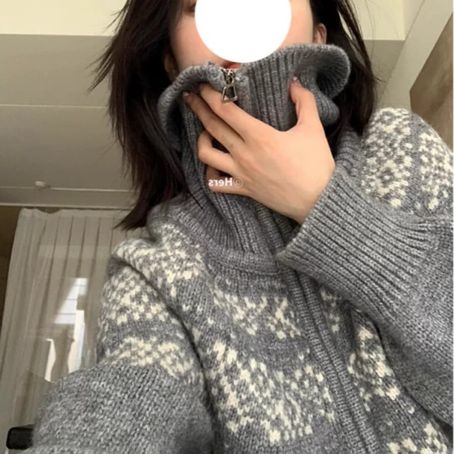레트로 공정한 섬 살구 색상 폴로 칼라 니트 오픈 가디건 스웨터 여자 2026 겨울 쇼트 스타일 재킷 이미지 6