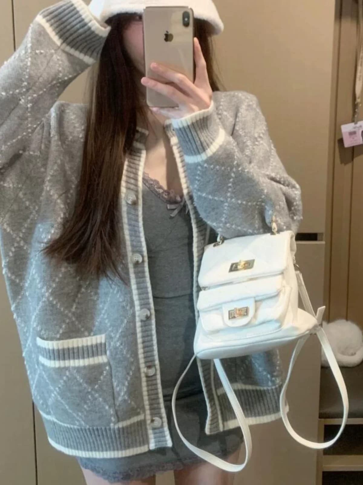 새로운 봄 가을 한국 스타일 스웨터 오픈 가디건 여성 싱글 단추 작은 대중 느긋한 바람 작은 키 재킷 니트 맨위 이미지 2