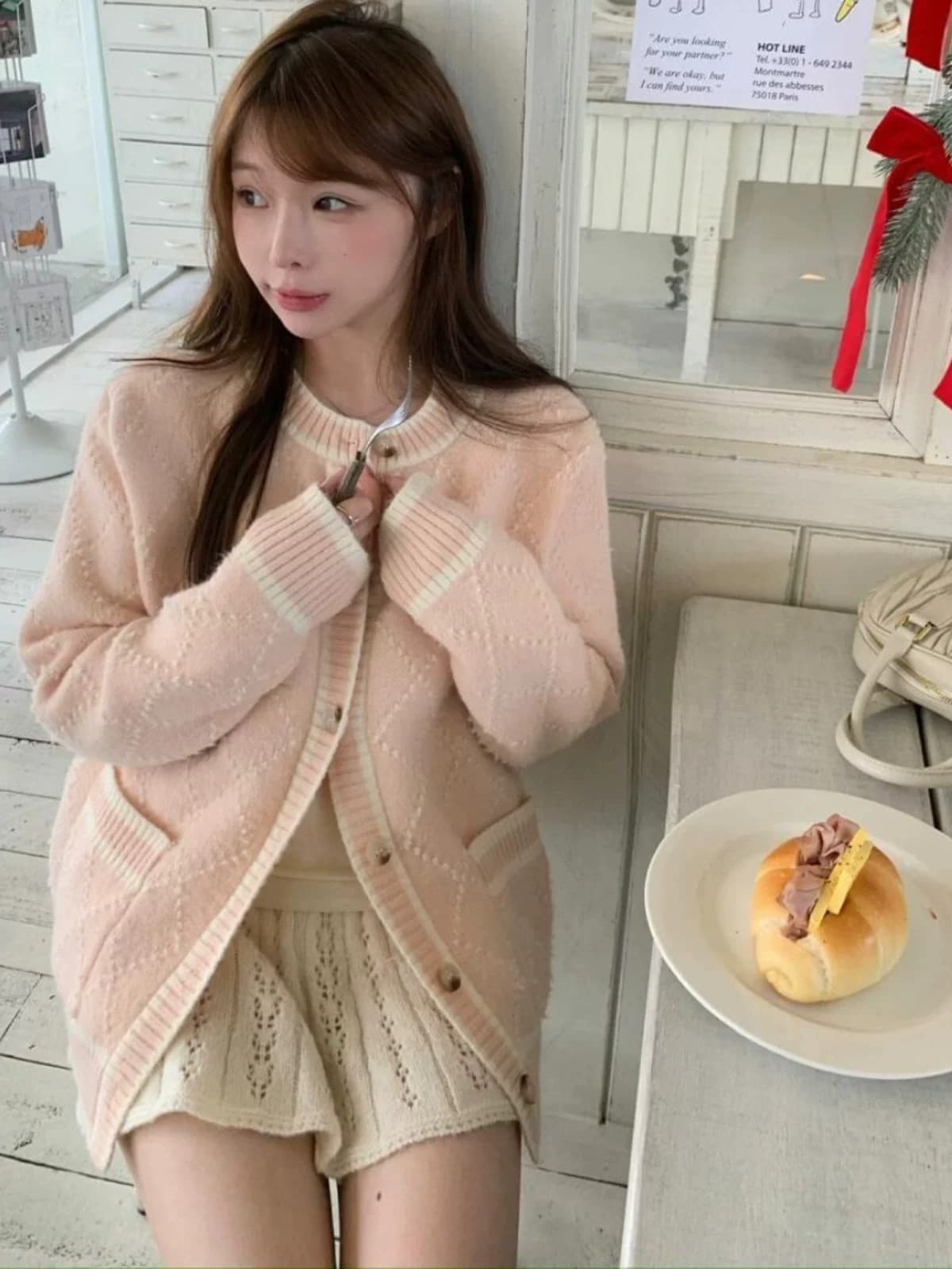 새로운 봄 가을 한국 스타일 스웨터 오픈 가디건 여성 싱글 단추 작은 대중 느긋한 바람 작은 키 재킷 니트 맨위 이미지 4