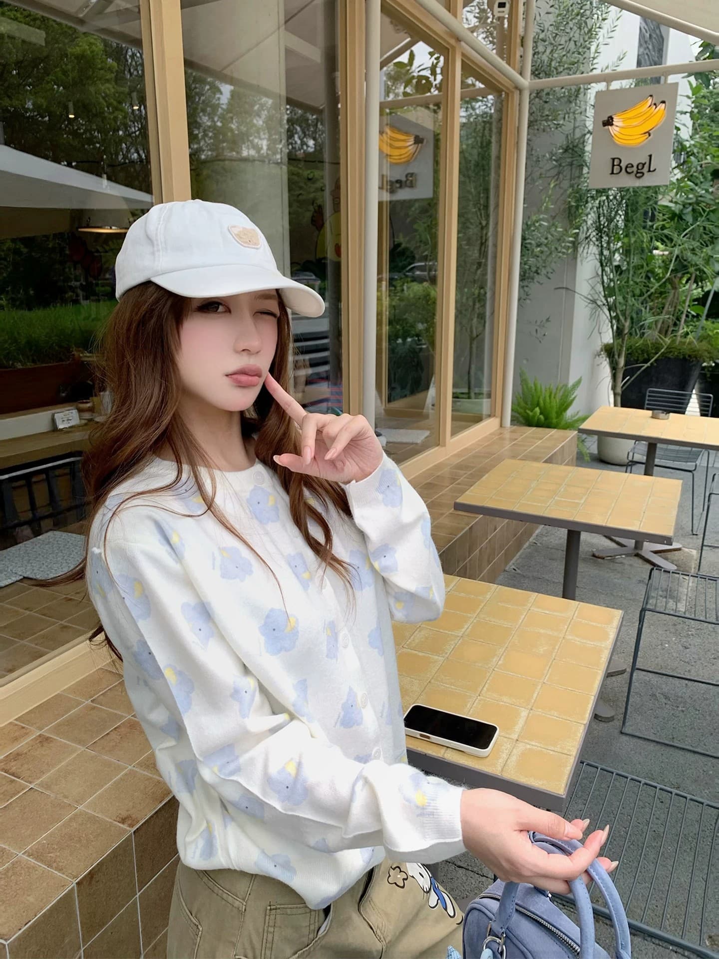 화이트 아기 코끼리 스웨터 오픈 가디건 여성 이른 가을 부드러운 귀여운 루즈핏 캐주얼 슬림해 보이는 수 있습니다. 스택 착용 맨위 이미지 2