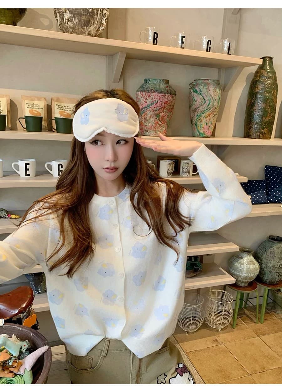 화이트 아기 코끼리 스웨터 오픈 가디건 여성 이른 가을 부드러운 귀여운 루즈핏 캐주얼 슬림해 보이는 수 있습니다. 스택 착용 맨위 상세 이미지 7