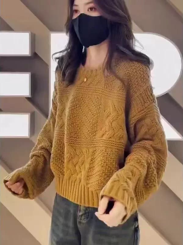 품질 가을 겨울 고급 센스 느긋한 바람 스웨터 여자 한 부서 다용도 풀오버 라운드 넥 외출용 니트 기본 셔츠 맨위 이미지 2