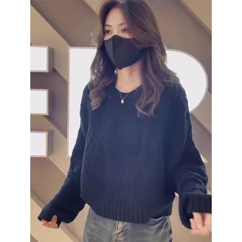 품질 가을 겨울 고급 센스 느긋한 바람 스웨터 여자 한 부서 다용도 풀오버 라운드 넥 외출용 니트 기본 셔츠 맨위 상세 이미지 2