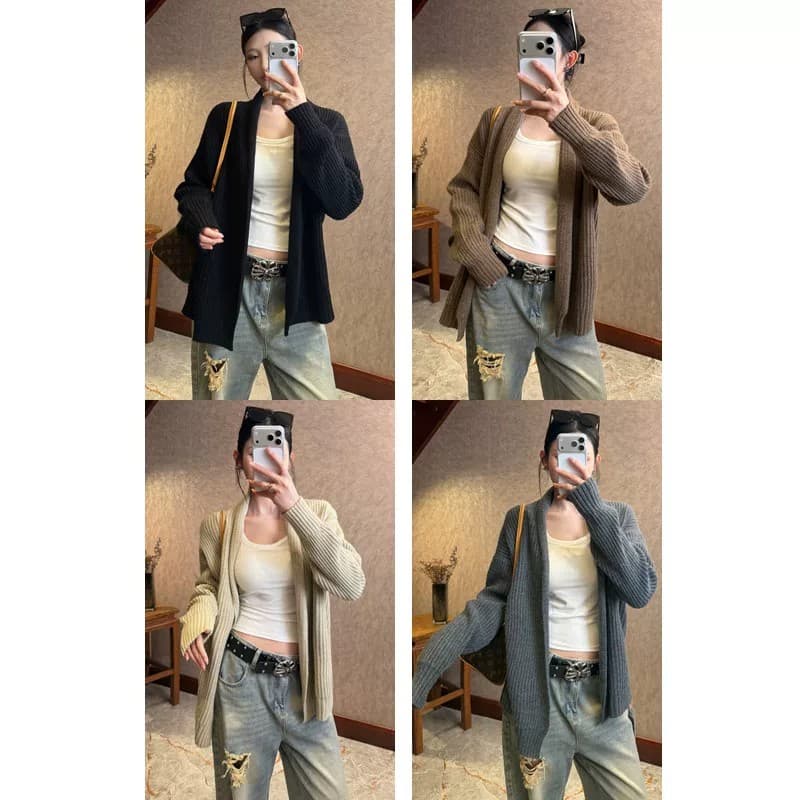가을 새로운 스웨터 코트 니트 오픈 가디건 다용도 품격 외부 잡아라. 의류 긴팔 느긋한 바람