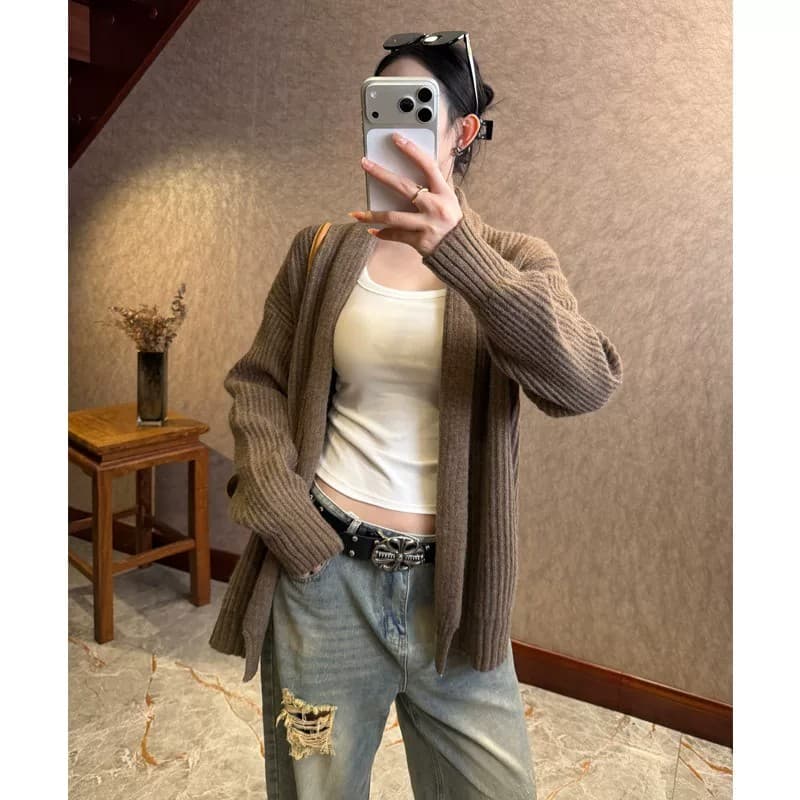 가을 새로운 스웨터 코트 니트 오픈 가디건 다용도 품격 외부 잡아라. 의류 긴팔 느긋한 바람 이미지 2