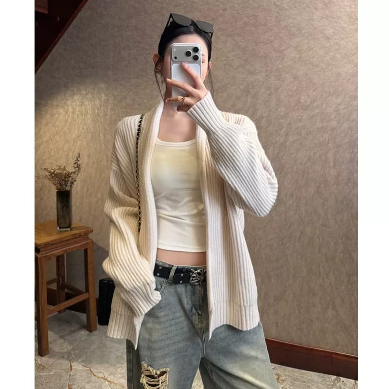가을 새로운 스웨터 코트 니트 오픈 가디건 다용도 품격 외부 잡아라. 의류 긴팔 느긋한 바람 이미지 3
