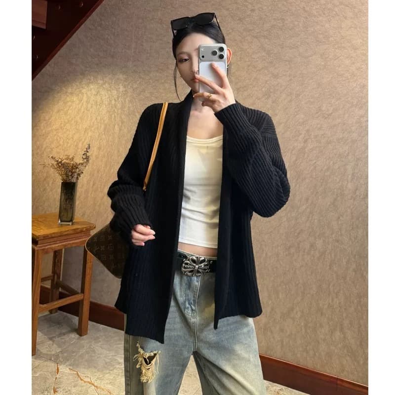 가을 새로운 스웨터 코트 니트 오픈 가디건 다용도 품격 외부 잡아라. 의류 긴팔 느긋한 바람 이미지 5