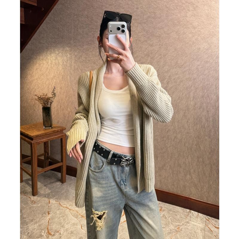 가을 새로운 스웨터 코트 니트 오픈 가디건 다용도 품격 외부 잡아라. 의류 긴팔 느긋한 바람 상세 이미지 1