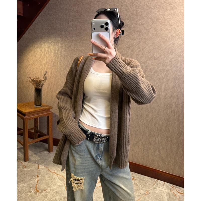 가을 새로운 스웨터 코트 니트 오픈 가디건 다용도 품격 외부 잡아라. 의류 긴팔 느긋한 바람 상세 이미지 2