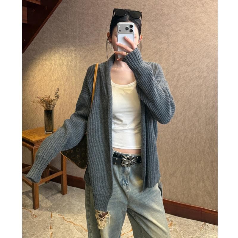 가을 새로운 스웨터 코트 니트 오픈 가디건 다용도 품격 외부 잡아라. 의류 긴팔 느긋한 바람 상세 이미지 3