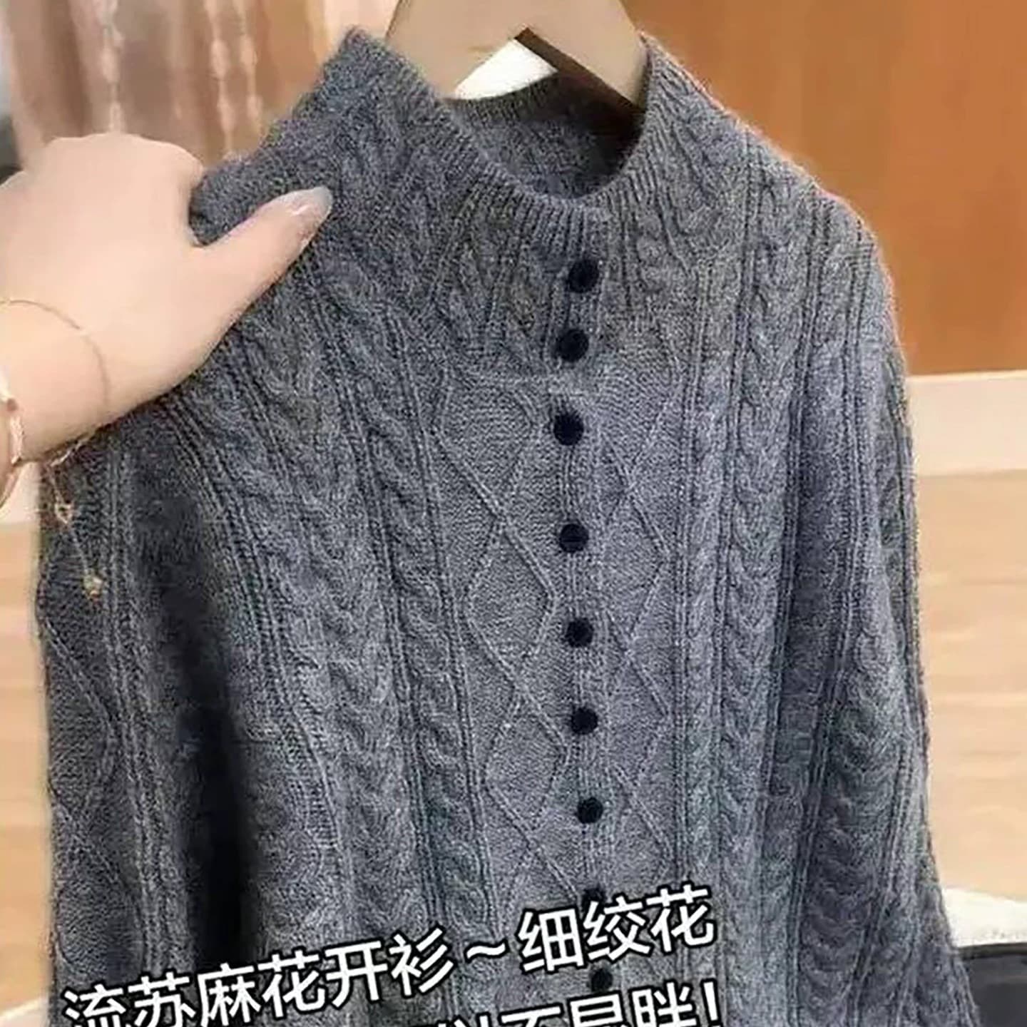 패션 꽈배기 오픈 가디건 여성 새로운 봄 가을 외국 가스 술 양모 스웨터 외부 잡아라. 의류 하프 노년기 기본 셔츠 이미지 5