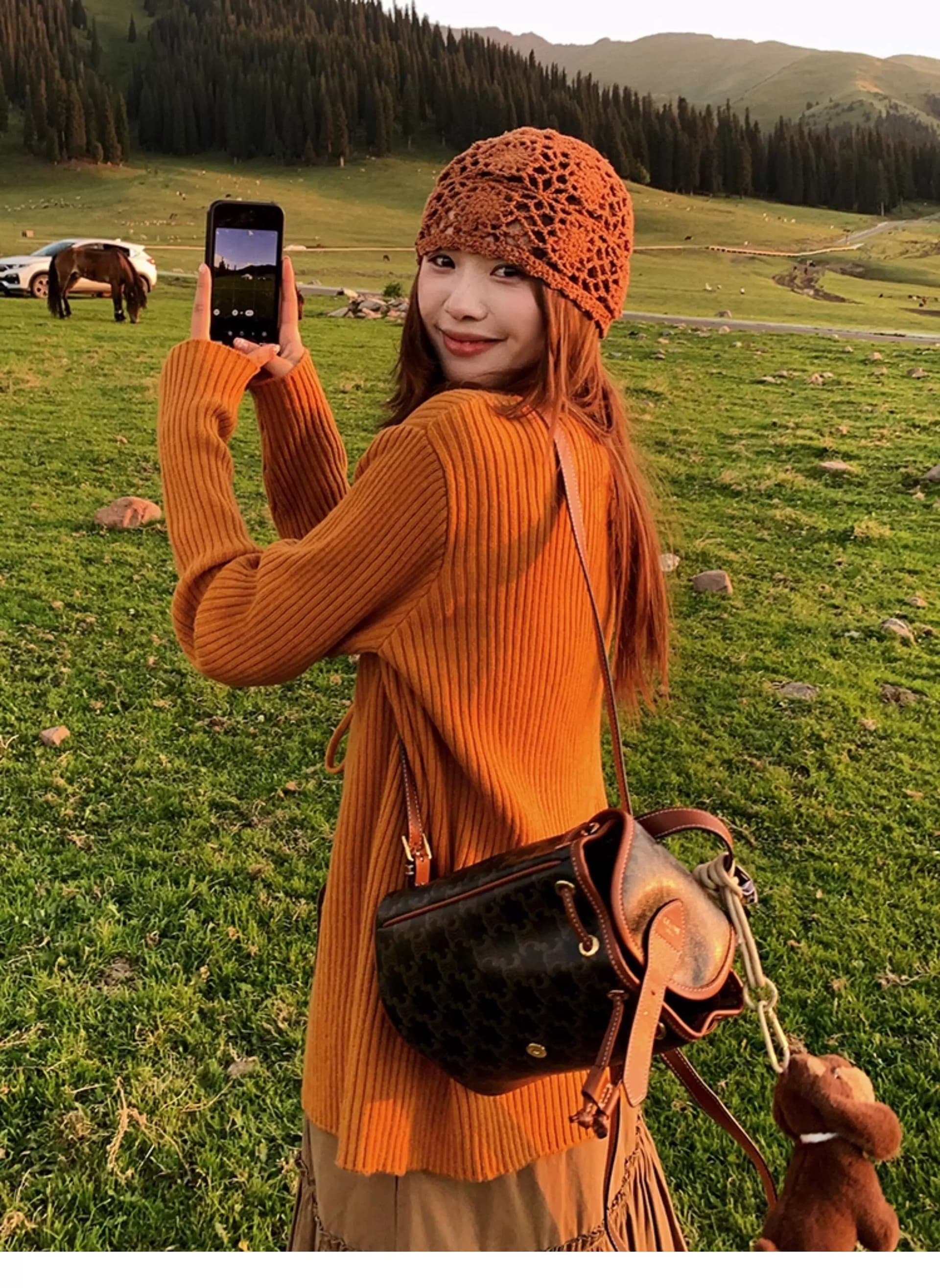 느긋한 바람 한 부서 주황색 레이스업 니트 오픈 가디건 여성 코트 이른 가을 경기 슬립 인기 착용 가져 가라. 그레이트 봐. 의류 상세 이미지 2