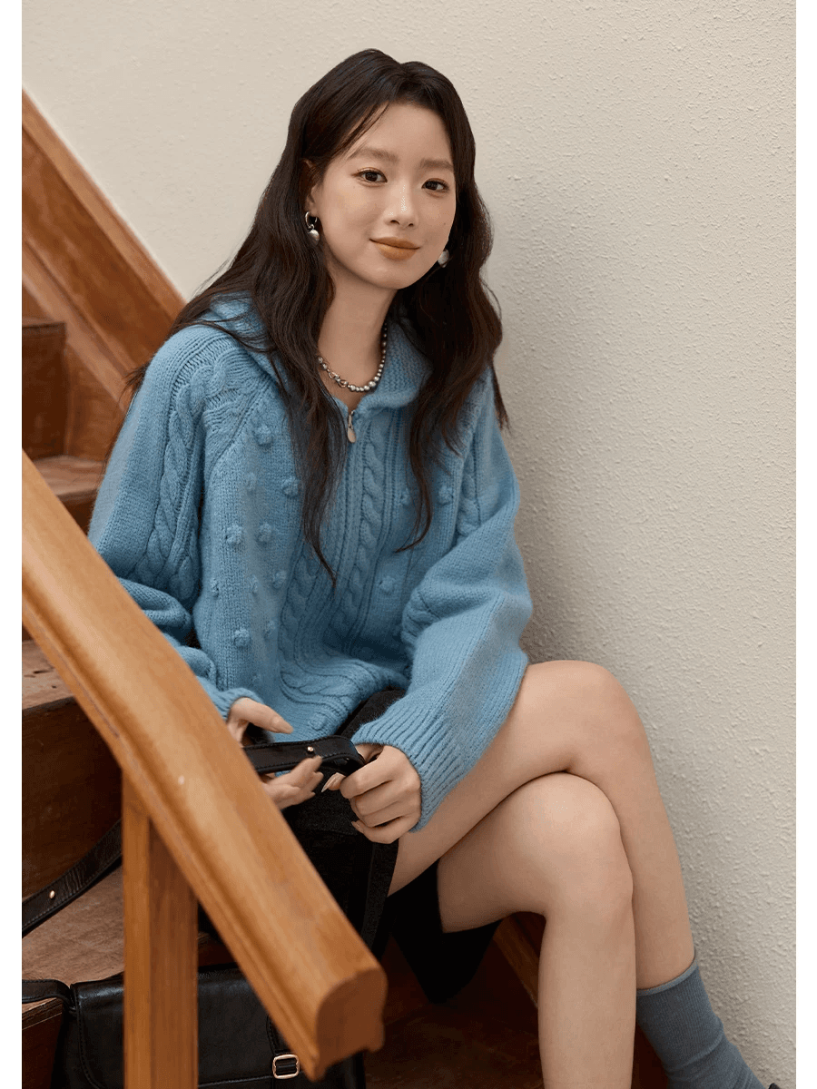 슈퍼 잘 생긴 ~ 중 이른 가을 착용 가져 가라. 두꺼운 선 꽈배기 스웨터 코트 여자 2025 새로운 가을 겨울 니트 오픈 가디건 맨위 이미지 2