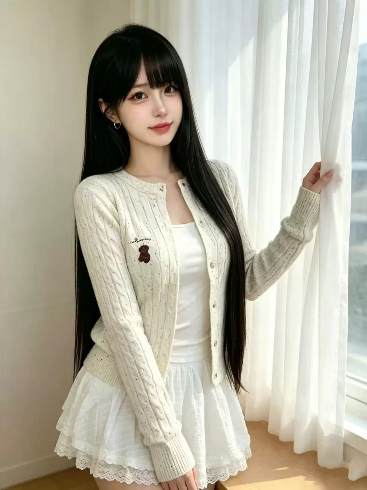 이른 가을 한 부서 학원 스타일 새로운 달콤함 연령 감소 쌀 화이트 스웨터 꽈배기 니트 오픈 가디건 여성 자수 맨위 재킷 이미지 4