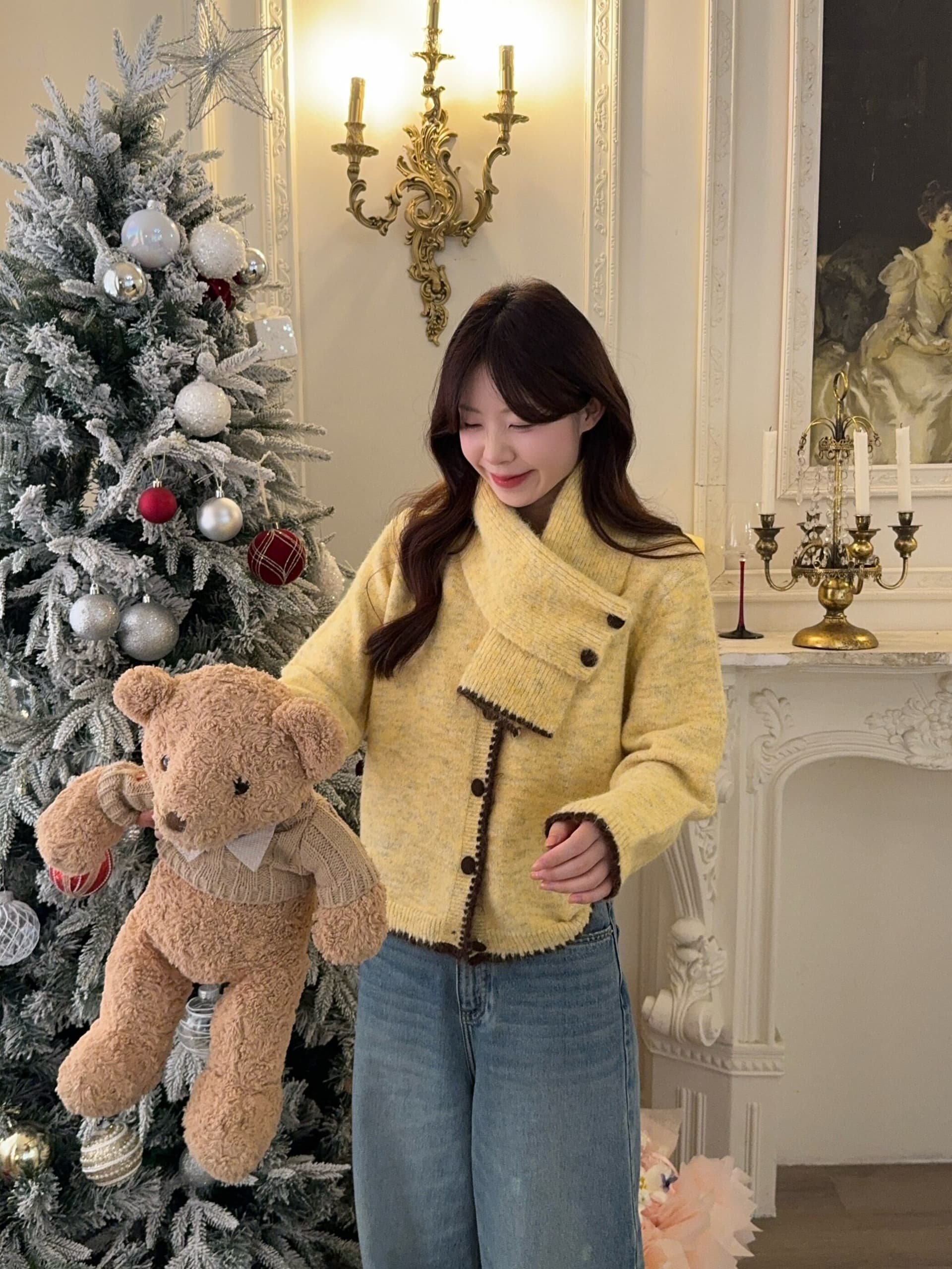 달콤한 스타일 배색 패치워크 품격 긴팔 스웨터 오픈 가디건 여성 가을 루즈핏 다용도 캐주얼 재킷 이미지 2