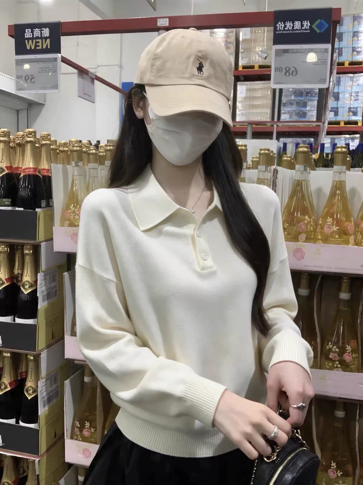 POLO 칼라 긴팔 스웨터 기초 폴로 칼라 긍정적 인 어깨 니트 스웨터 여성 가을 출퇴근 다용도 기초 섹션 풀오버 맨위 상세 이미지 1