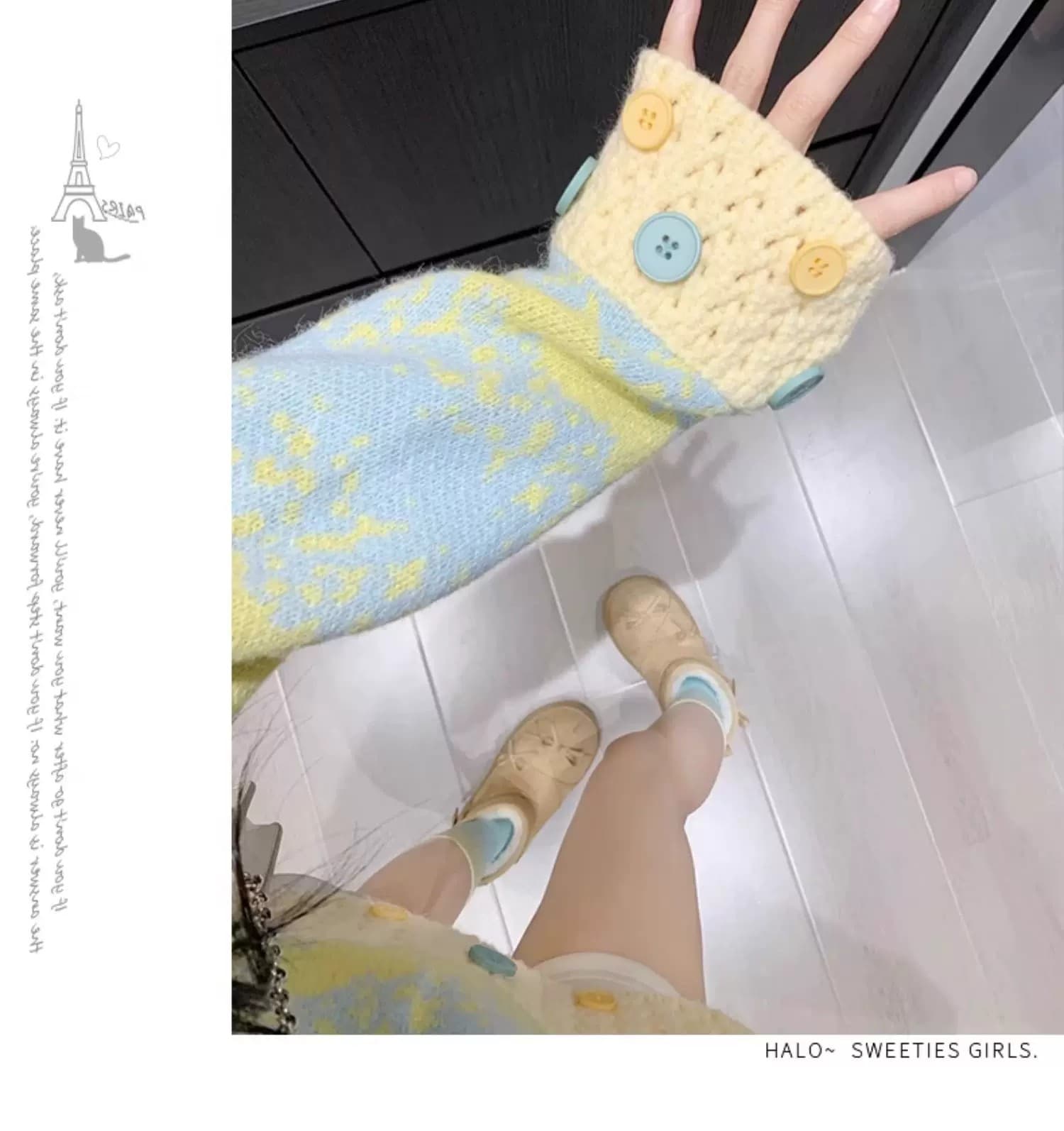 봄 가을 새로운 그라데이션 색상 라운드 넥 풀오버 스웨터 여자 재킷 작은 대중 디자인 센스 풀오버 외출용 맨위 상세 이미지 5