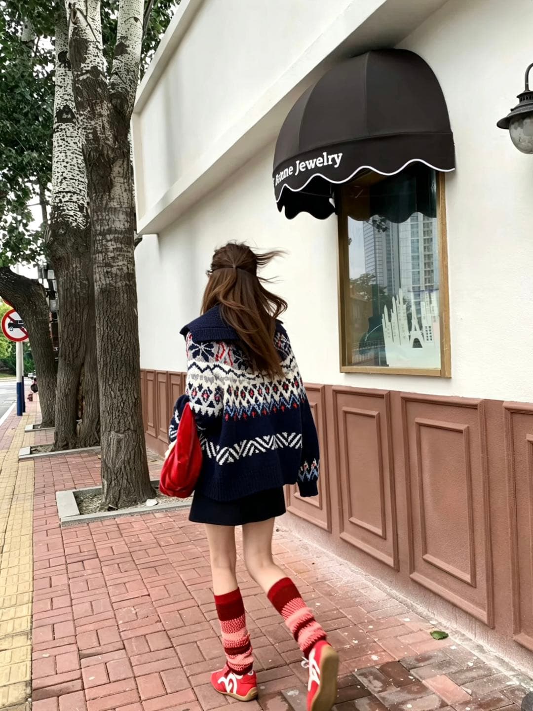 공정한 섬 자카드 레트로 폴로 칼라 소뿔 버클 스웨터 코트 여자 2026 가을 겨울 새로운 루즈핏 니트 오픈 가디건 상세 이미지 8