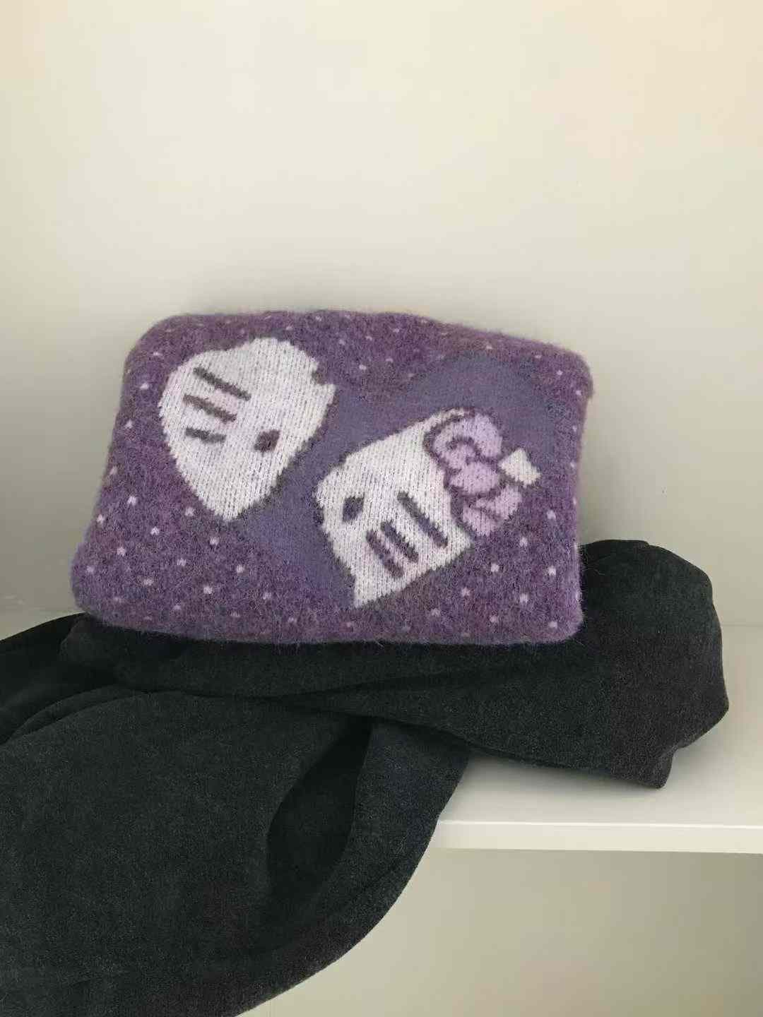 라운드 넥 동물 스웨터 여자 가을 겨울 니트 두꺼운 스타일 풀오버 느긋한 느슨함 센스 스웨터 상세 이미지 5