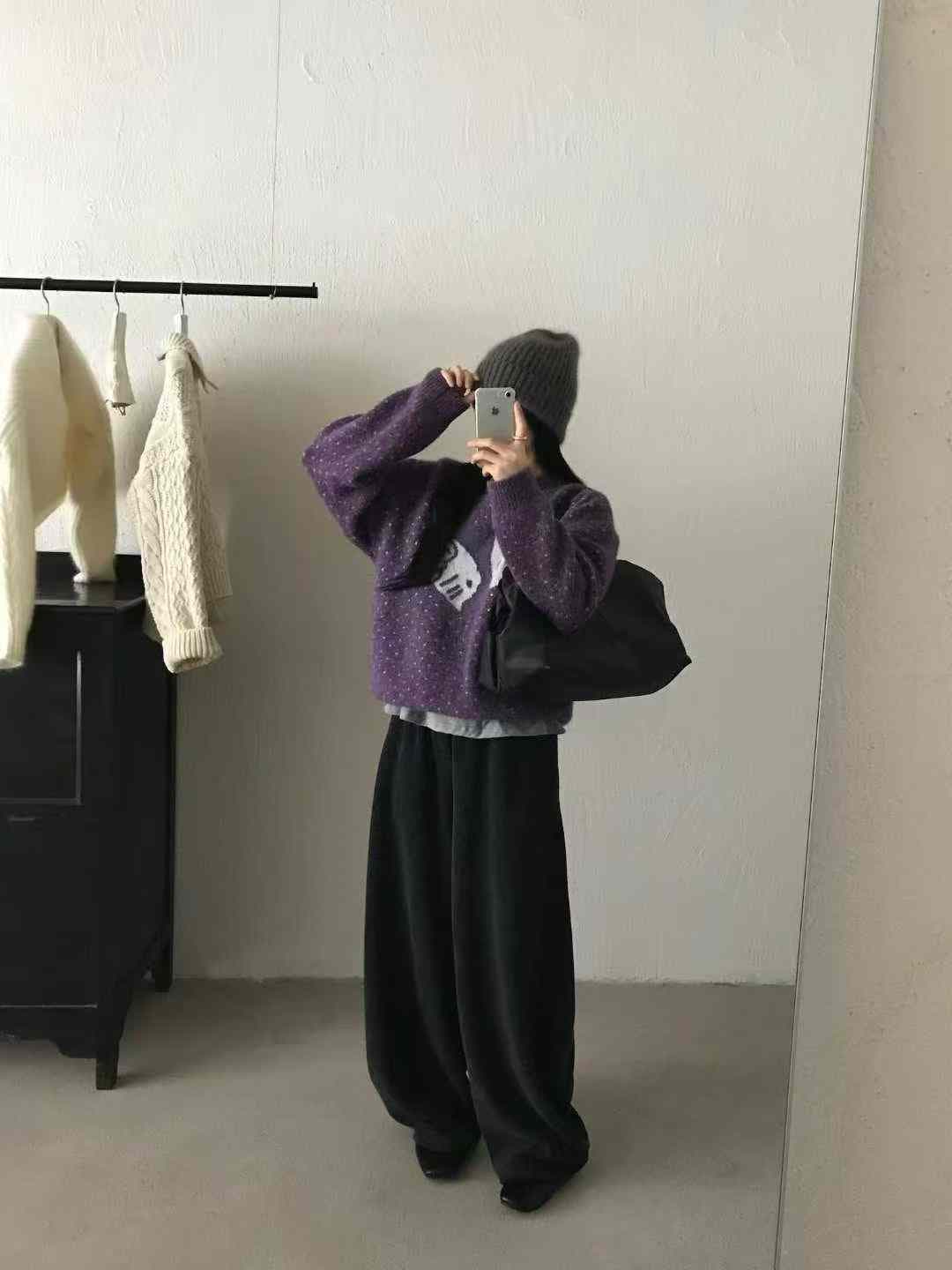 라운드 넥 동물 스웨터 여자 가을 겨울 니트 두꺼운 스타일 풀오버 느긋한 느슨함 센스 스웨터 상세 이미지 13