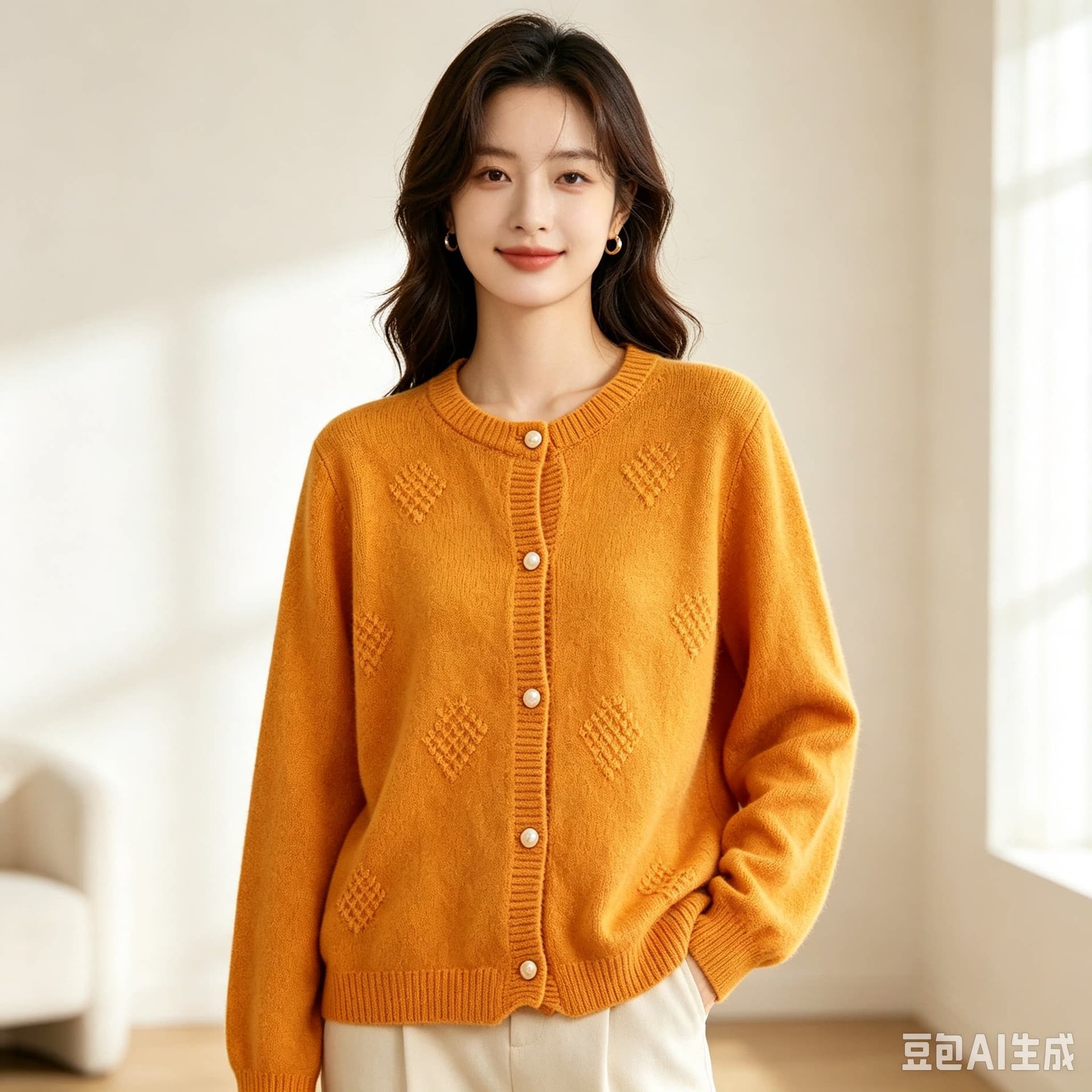새로운 패션 다용도 작은 샤넬 스타일 자카드 라운드 넥 스웨터 니트 오픈 가디건 여성 레저 니트 스웨터 루즈핏 재킷 이미지 6