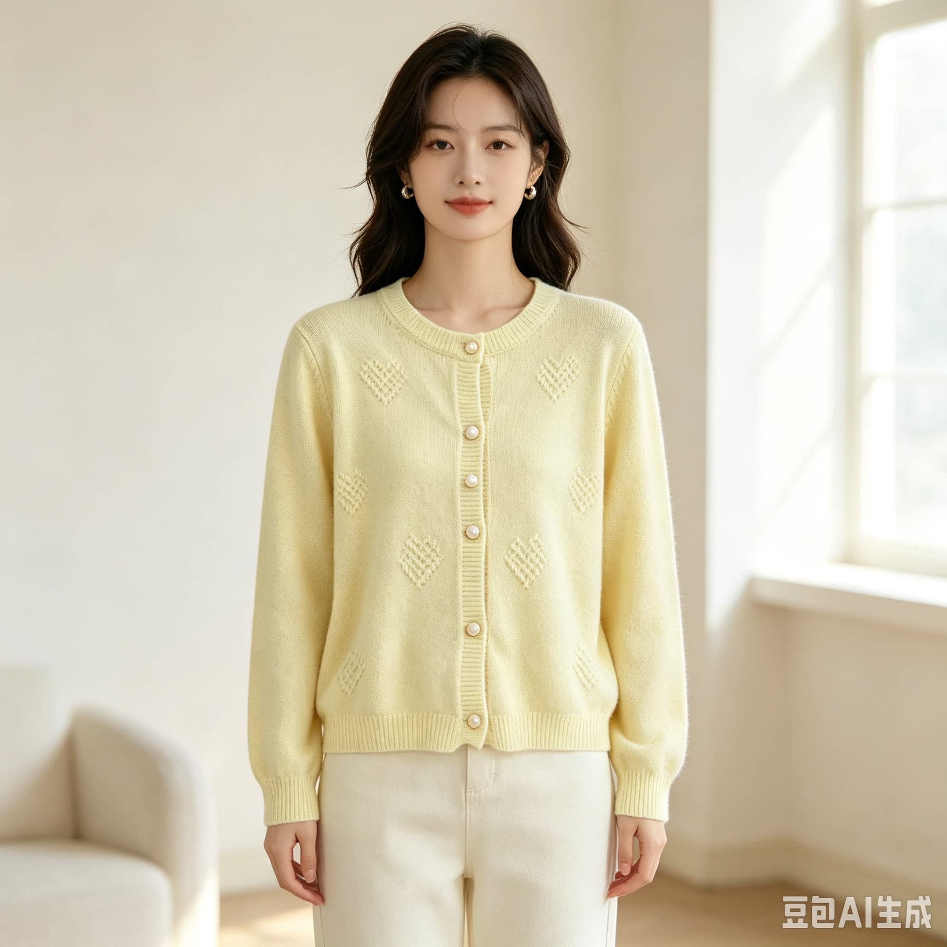 새로운 패션 다용도 작은 샤넬 스타일 자카드 라운드 넥 스웨터 니트 오픈 가디건 여성 레저 니트 스웨터 루즈핏 재킷 상세 이미지 2