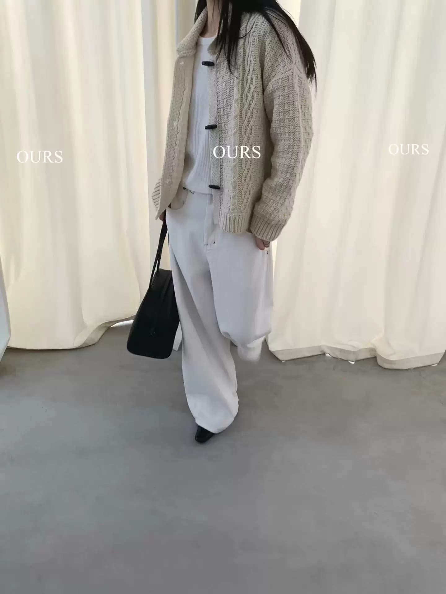 고급 센스 레트로 느긋한 바람 트위스트 꽃 폴로 칼라 소뿔 버클 니트 오픈 가디건 여성 루즈핏 연령 감소 다용도 스웨터 코트 상세 이미지 6