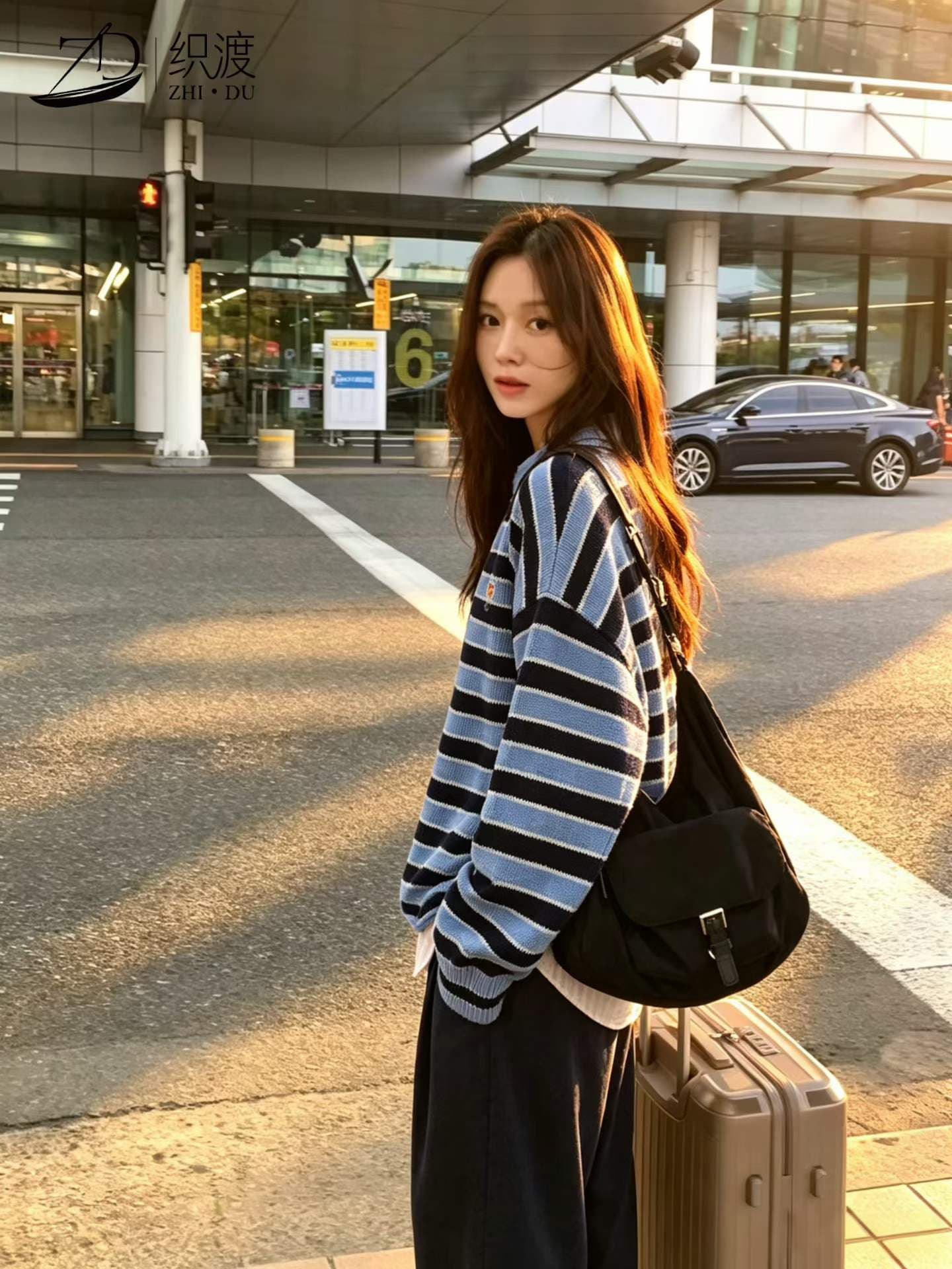 2026 가을 새로운 한국 스타일 패션 슬림해 보이는 캐주얼 루즈핏 라운드 넥 스트라이프 긴팔 스웨터 여성 셔츠 여성 상세 이미지 1