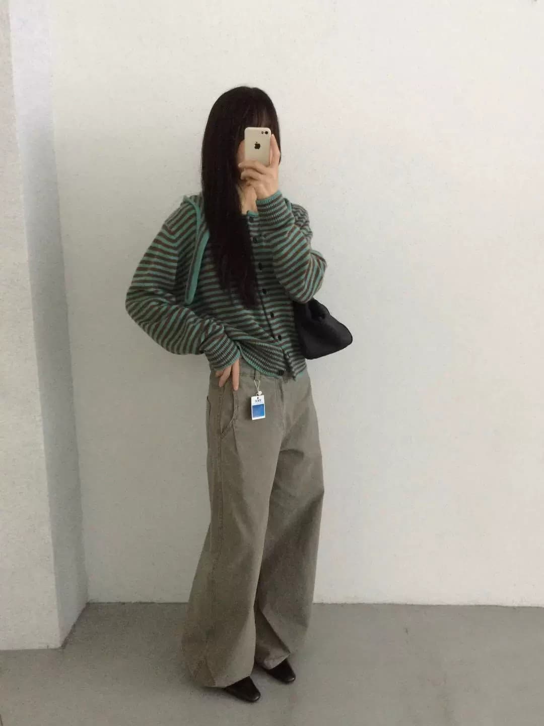 한 부서 가을 겨울 배색 수평 줄무늬 레이스업 후드 느긋한 출퇴근 니트 오픈 가디건 여성 재킷 트렌디 상세 이미지 7