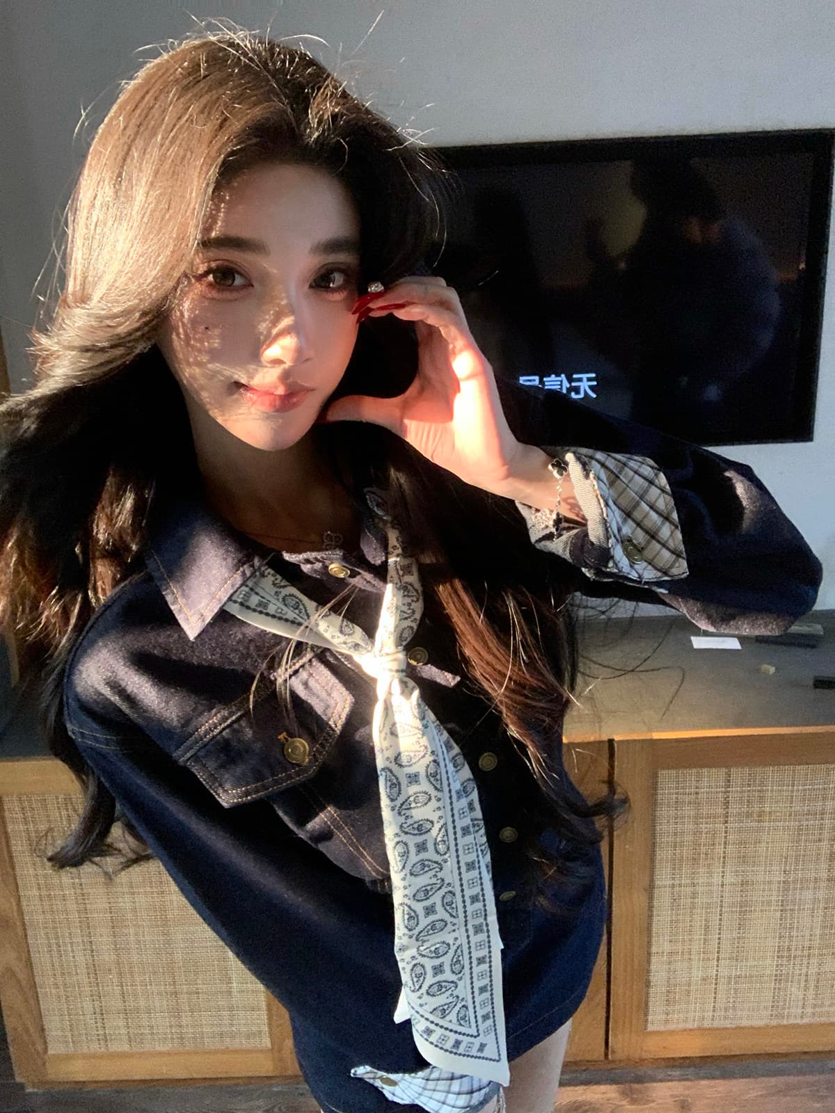 barb chill 워싱 데님 드레스 미니 스커트 여성 이른 봄 신년 로브 허리 수축 레트로 긴팔 셔츠 드레스 상세 이미지 20