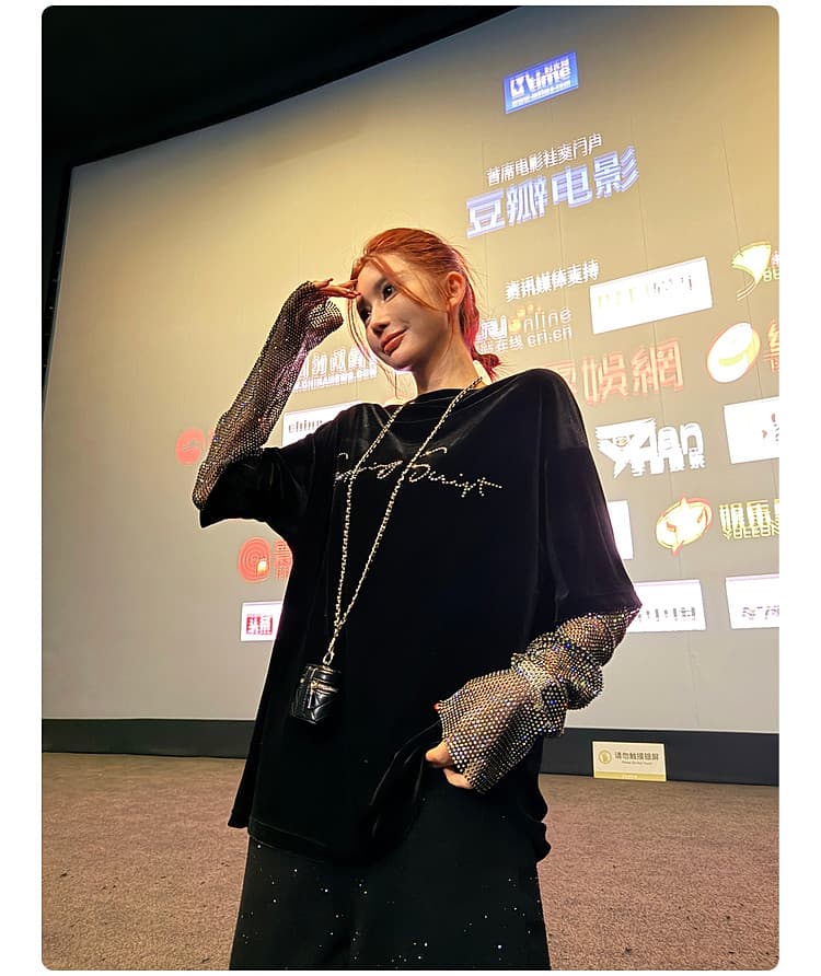 리 부드럽게 6 월 고급 ins 바람 350 그램 한국 플러시 양성 및 음성 웨어러블 인터넷 훈련 페이크 레이어드 긴팔 여성 봄 자이언트 플래시 맨위 상세 이미지 16