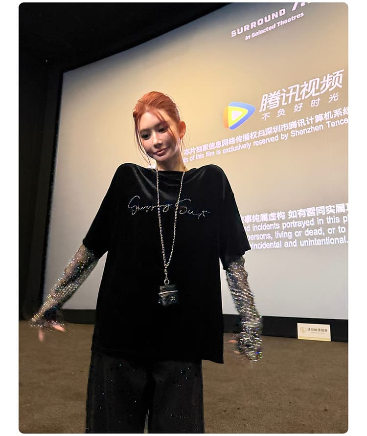 리 부드럽게 6 월 고급 ins 바람 350 그램 한국 플러시 양성 및 음성 웨어러블 인터넷 훈련 페이크 레이어드 긴팔 여성 봄 자이언트 플래시 맨위 상세 이미지 20